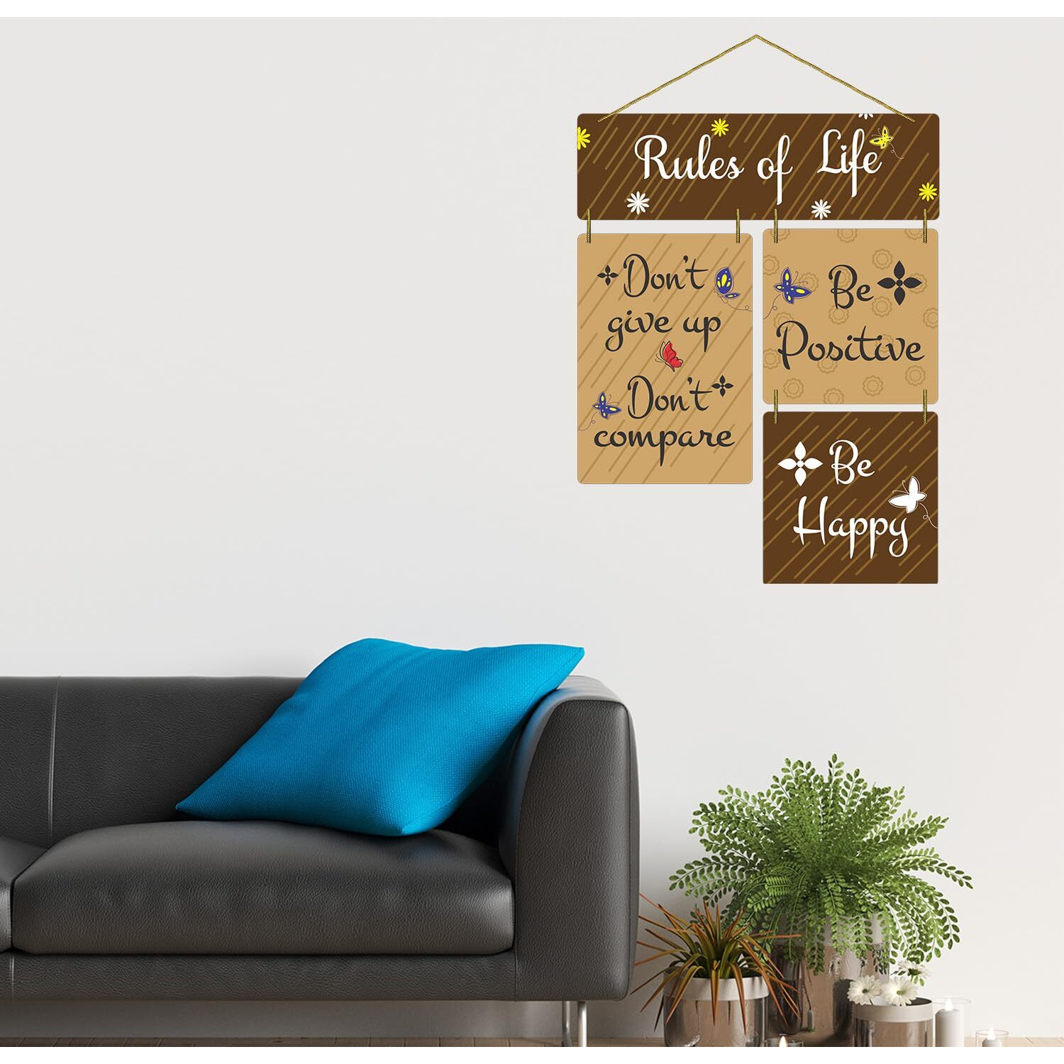 Dly Lifestyle Decorative Wall Art Mdf Wooden Hanger For Living Room | Rules Of Life Quote | Bedroom | Home Decor | Office | Gift | Quotes Item | Wall Hanging For House Decoration | Wall Art