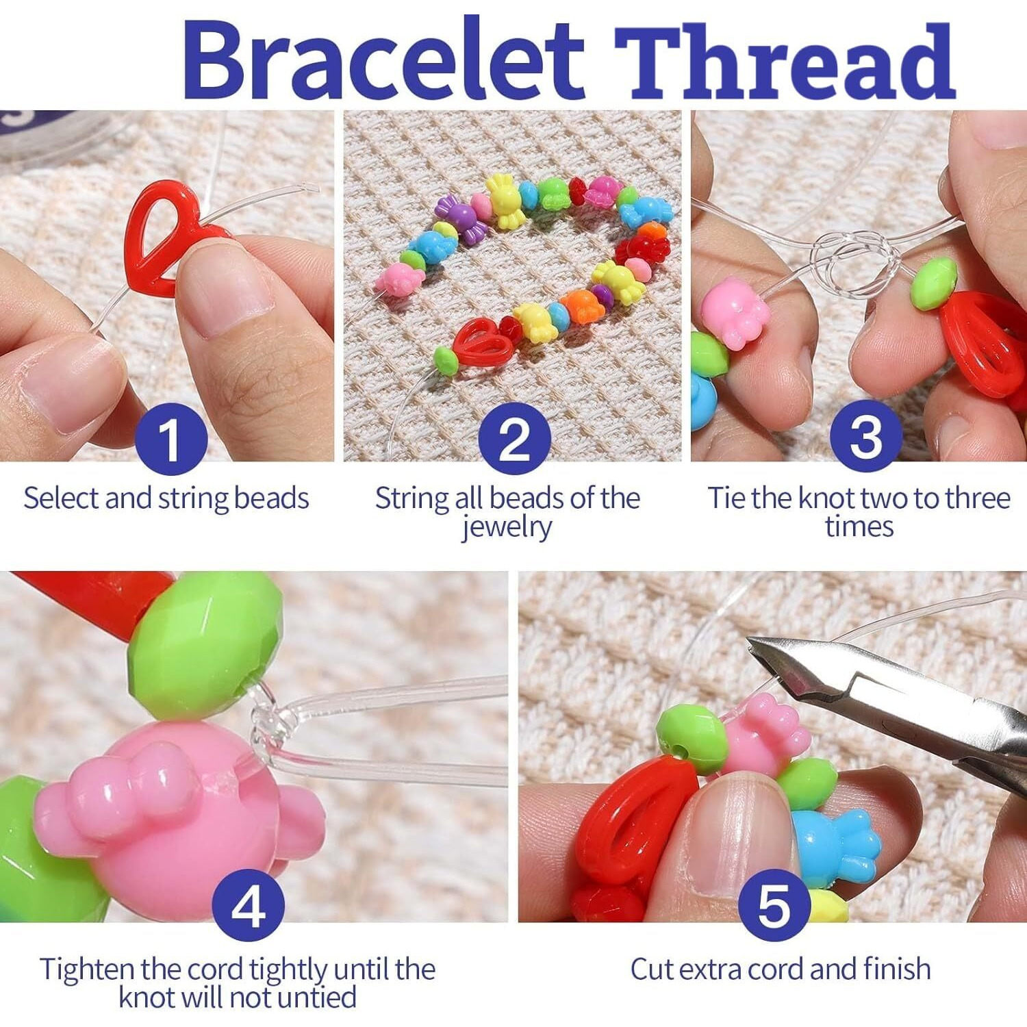 0.8 Mm Stretchy Elastic Cord Clear Round For Beading Necklaces Bracelet Spool Transparent [Pack Of 4] (5 Meter Each Spool)