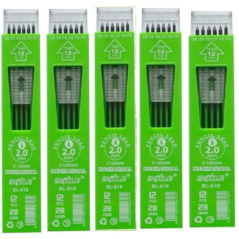 Amazon Brand - Umi 2.0 Mm Mechanical Lead Core Pencil Lead Box Set Of 5,Total 60 Pcs Lead