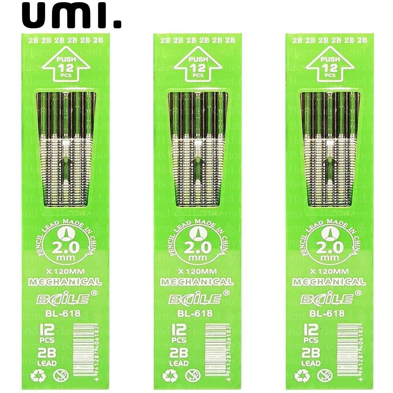 Amazon Brand - Umi 2.0 Mm Mechanical Lead Core Pencil Lead Box Set Of 5,Total 60 Pcs Lead