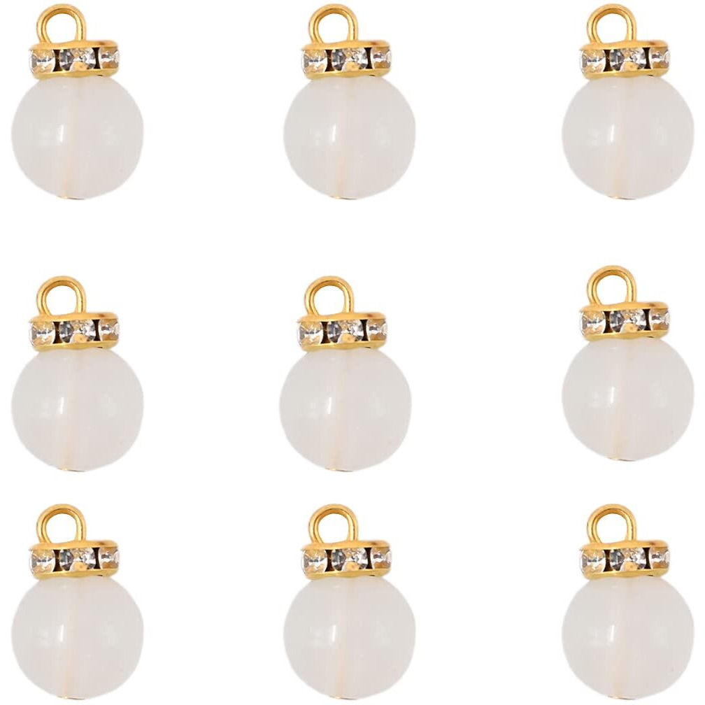 Embroiderymaterial Pear Shape Glass Dangle Charms Beads With Rhinestones Pendants For Jewellery Making, Earrings, Bracelet, Necklace & Diy (10 * 15 Mm, 25 Pieces, Crystal White)