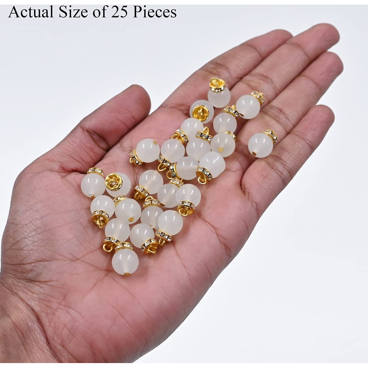 Embroiderymaterial Pear Shape Glass Dangle Charms Beads With Rhinestones Pendants For Jewellery Making, Earrings, Bracelet, Necklace & Diy (10 * 15 Mm, 25 Pieces, Crystal White)