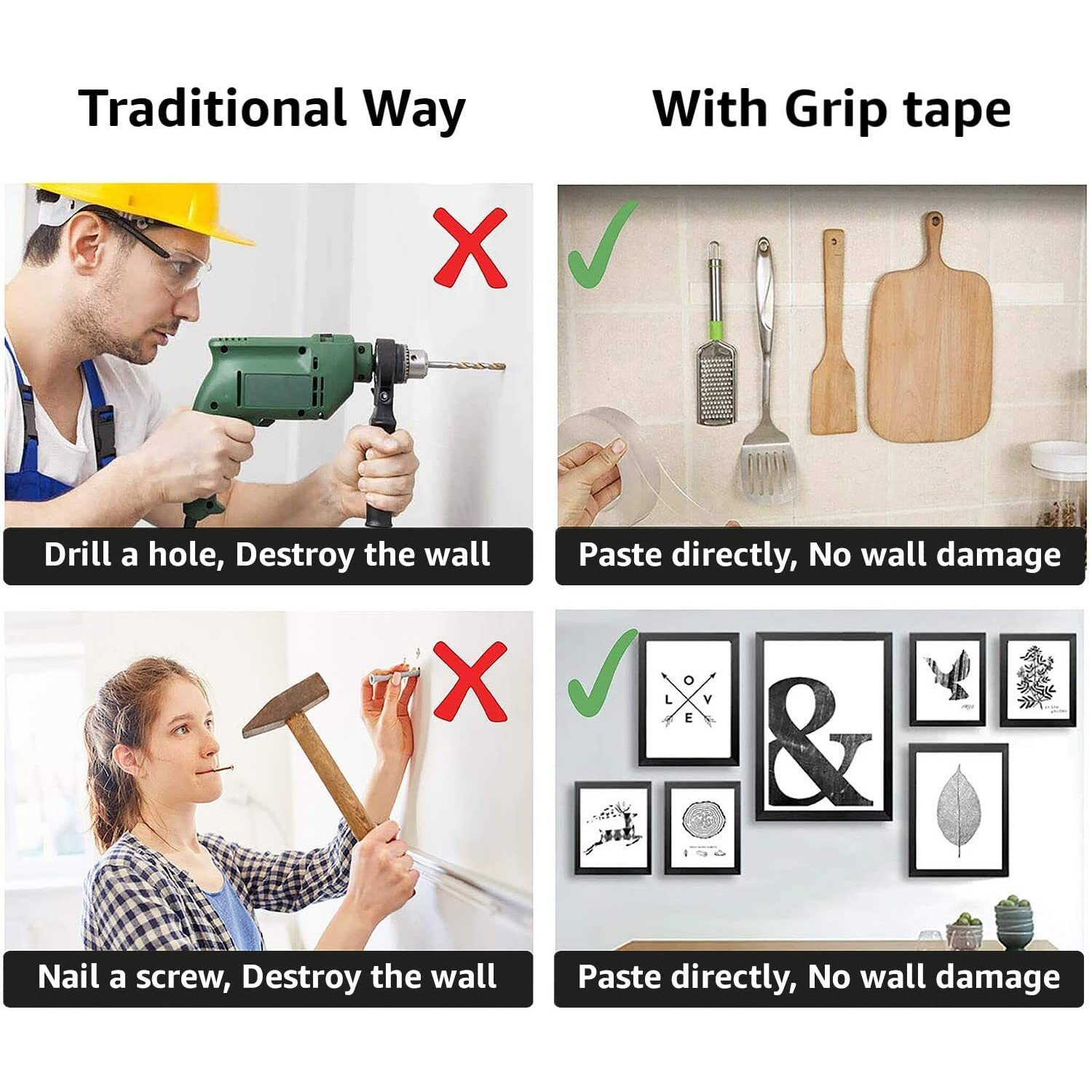 Dibeji 3 Meter Double Sided Tape - Adhesive Silicone Tape, Heavy Duty, Heat Resistant, Multi-Functional, Removable, Washable, Reusable Anti-Slip Gel Nano Grip Tape