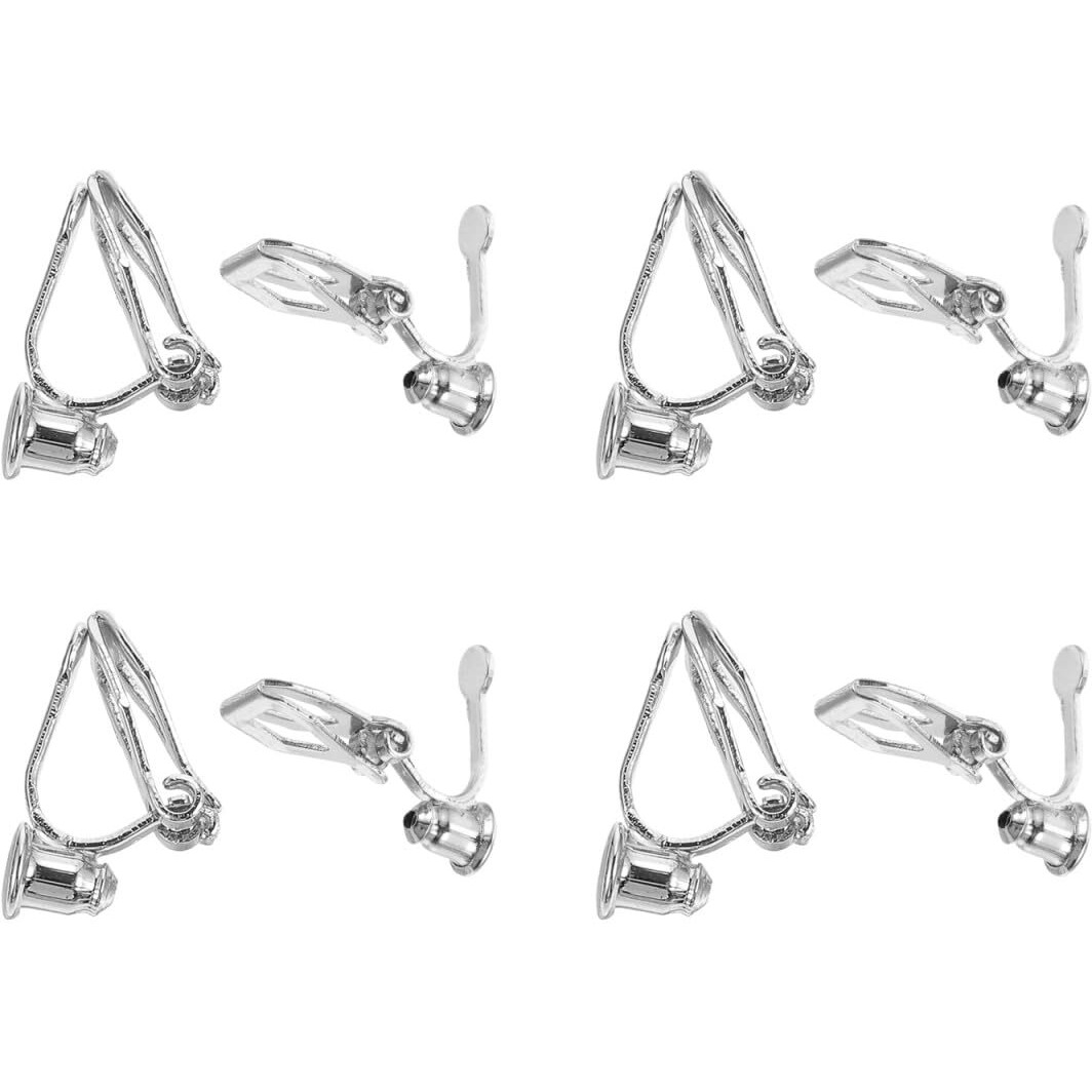 Artibetter 8 Piece Silver Triangle Earring Converter Kit Clip On Non Piercing Jewelry Making Supplies For Women Girls Diy Fashion Accessories