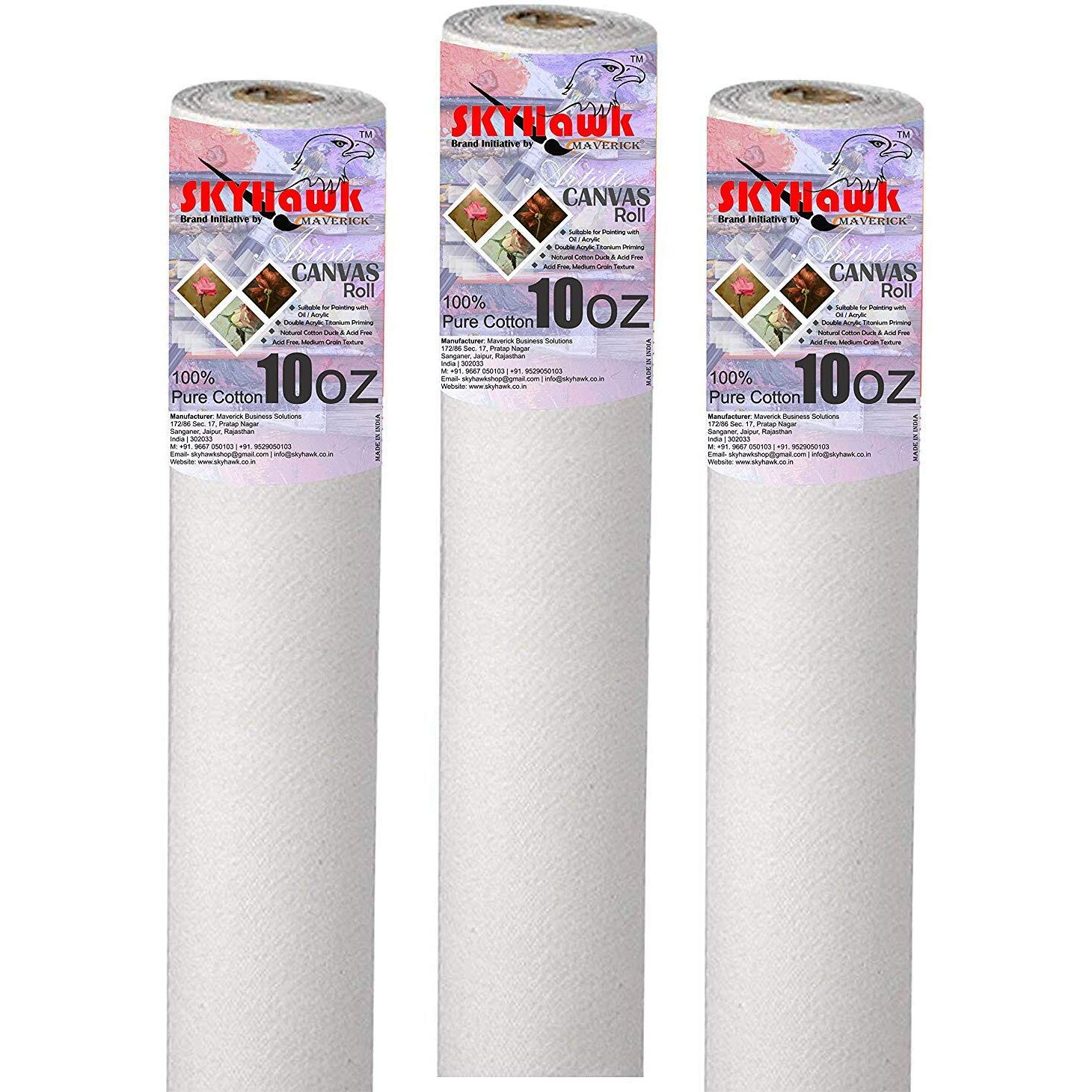 Skyhawk Medium Grain Artist Canvas Roll (10 Oz) (48 X 5)