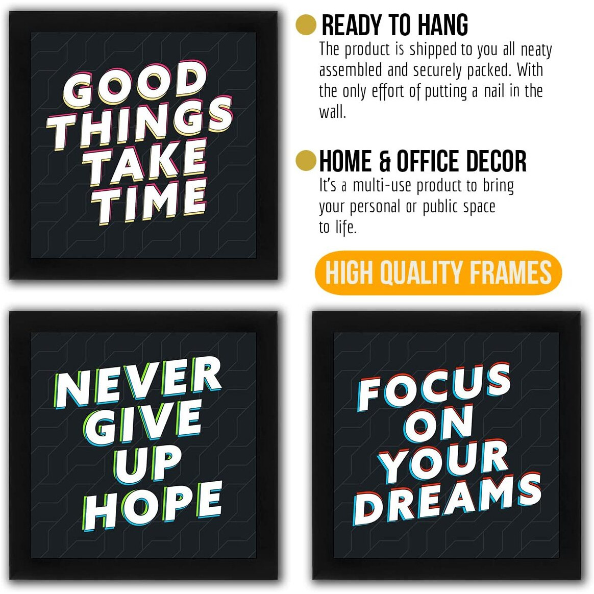 Interio Crafts Motivational Framed Poster For Wall Decor - Frame Size 9 X 9 Inches.