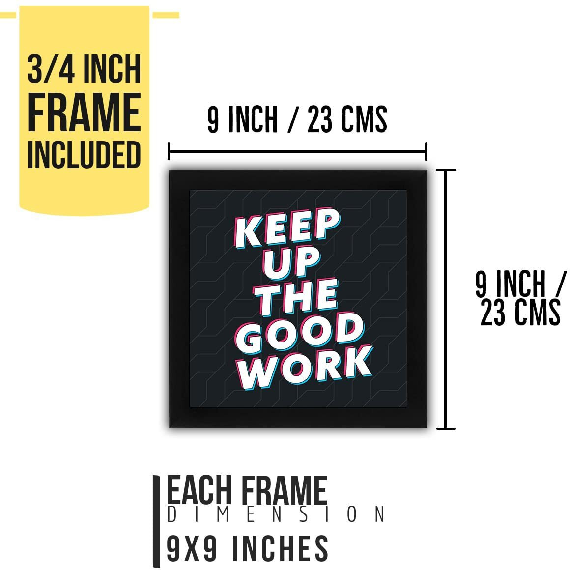 Interio Crafts Motivational Framed Poster For Wall Decor - Frame Size 9 X 9 Inches.