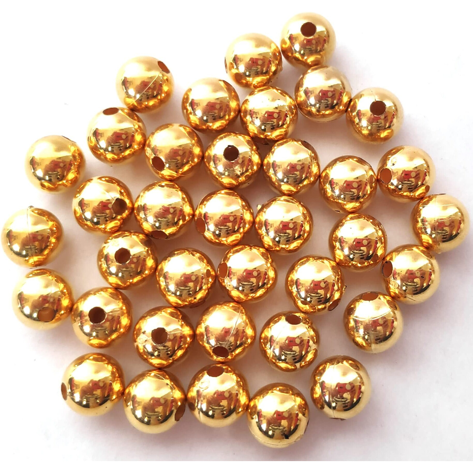 Gosetget 100 Ball Beads Gold Color Plastic Beads (10Mm) For Jewellery Making, Arts And Crafts Work, Necklace, Bracelet Earring Diy Kit (Ball-10Mm)