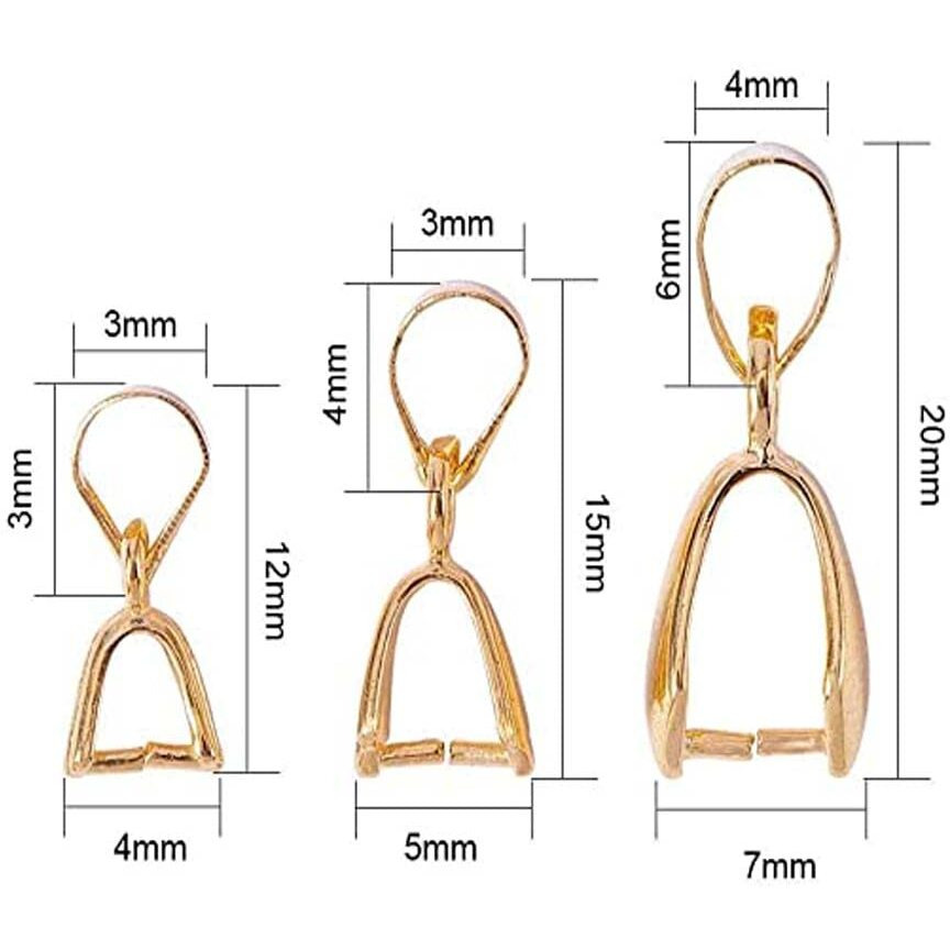 Diy Crafts 25 Pcs Small, Kc Gold, Styles Pinch Clip Bail Clasp Dangle Charm Bead Pendant Connector Findings For Jewelry Necklace Diy Craft Making(25 Pcs Small, Kc Gold)