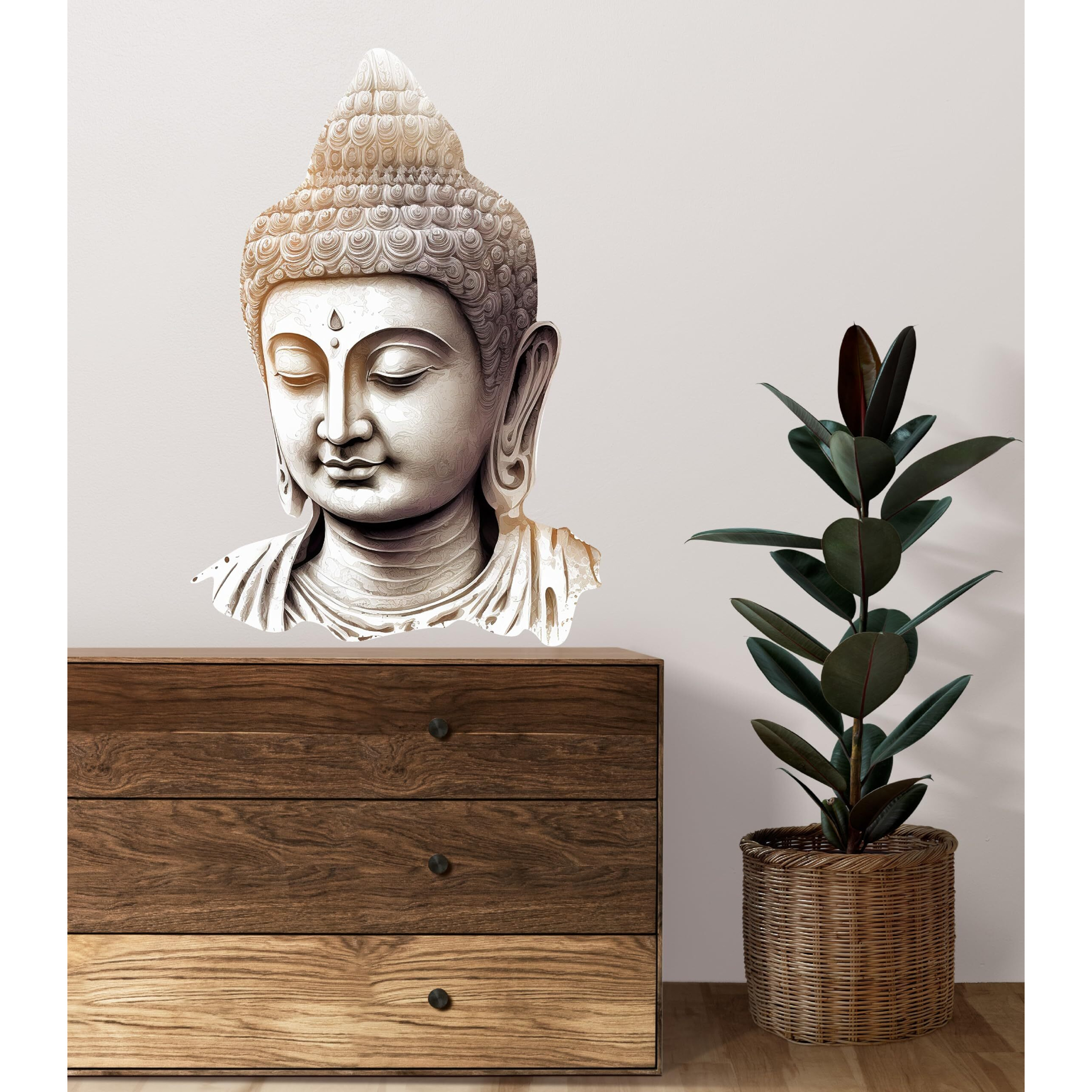 Creative Edge Creativeedge Pvc Vinyl Wall Sticker Lord Buddha Design Light Grey (61 Cm X 42 Cm)