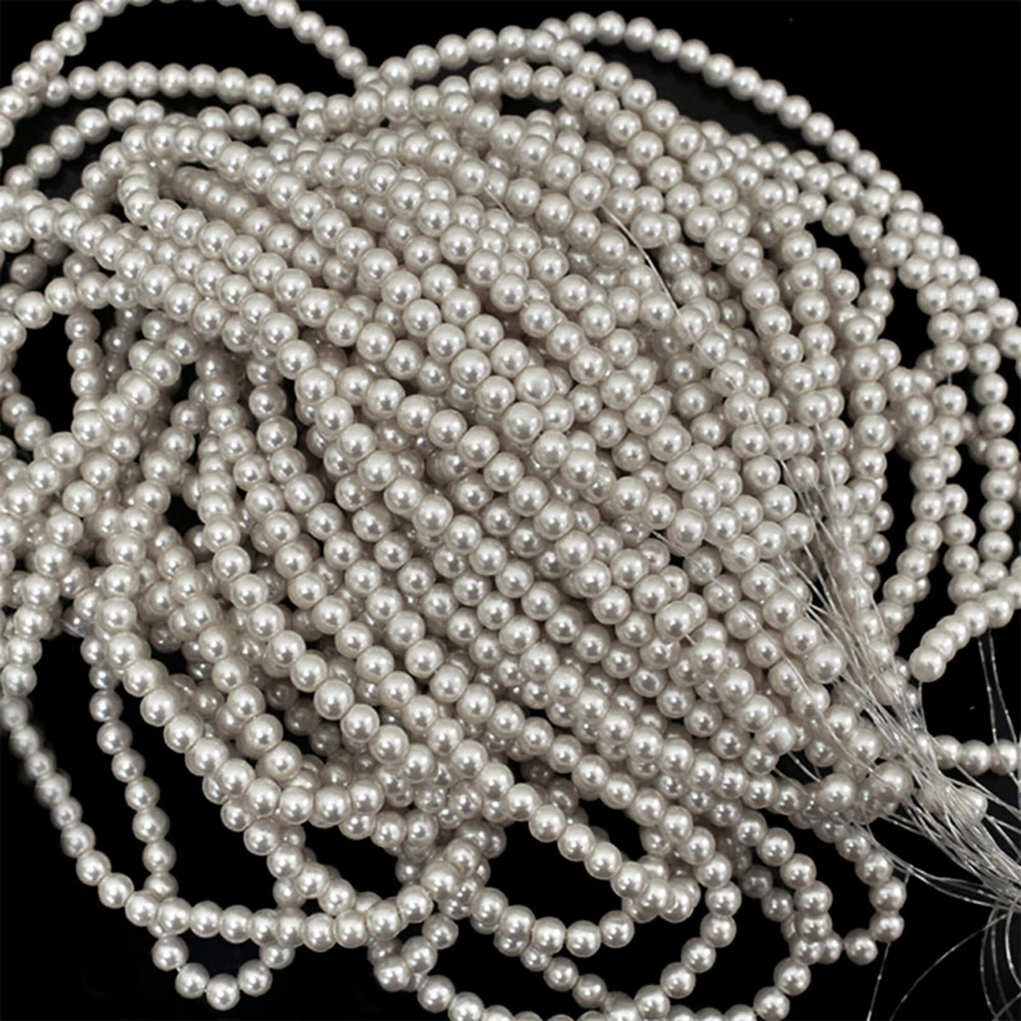 Embroiderymaterial 420 Pcs Silver Pearl Glass Beads For Embroidery, Diy Crafts, Jewellery Making, Saree Embellishments & Dress Designing (Round Shape, 6Mm, Pack Of 420)