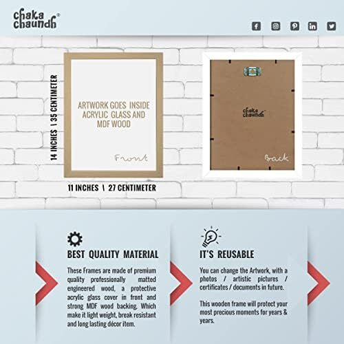 Chaka Chaundh - Unique Sanskrit Gita Quotes Art - Motivational Framed Poster - Inspirational, Wisdom For Home & Office School - 14 X 11 Inches