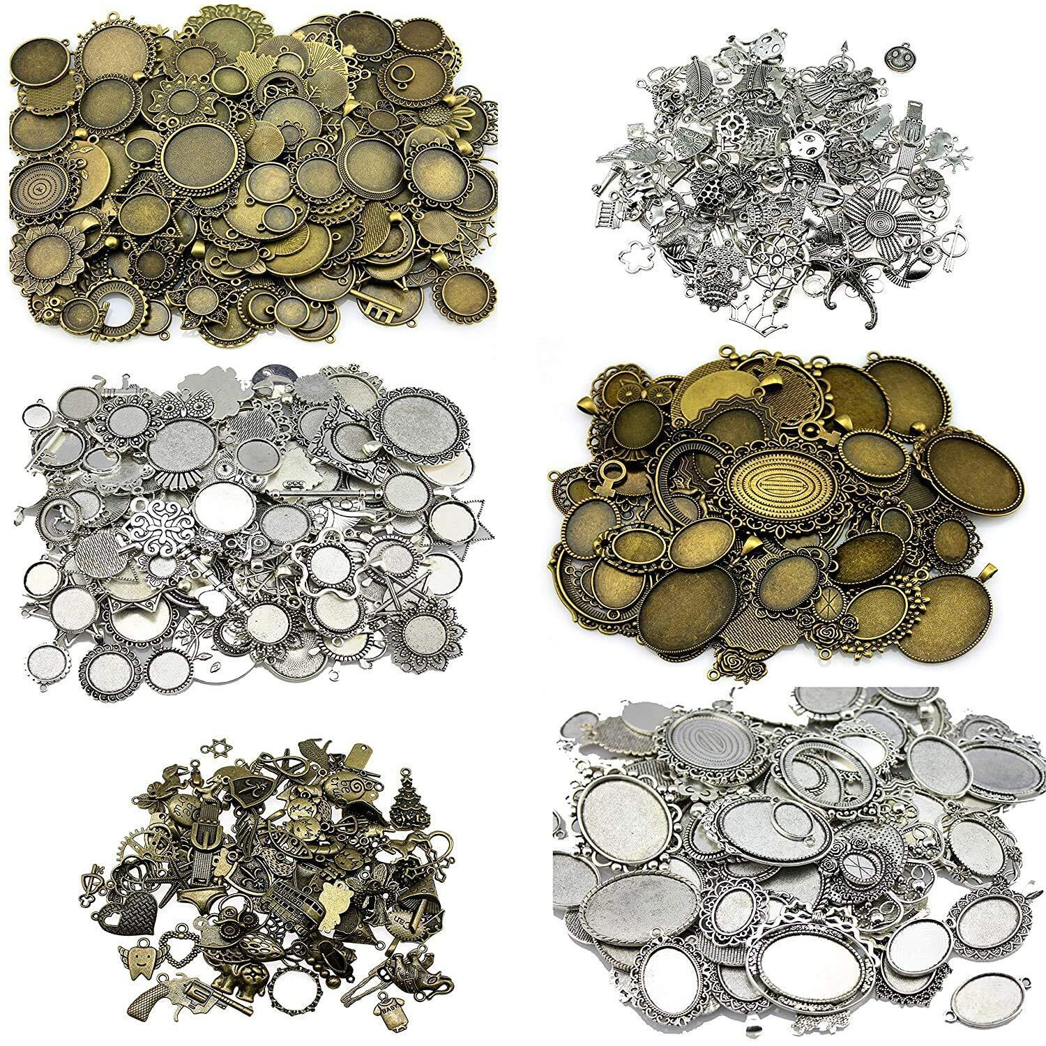 Diy Crafts Zinc Alloy Pendant Blank Cameo Cabochon Base Setting Jewelry Accessories Package As Title, Pack Of 25 Grm, Oval Bronze (Antique)