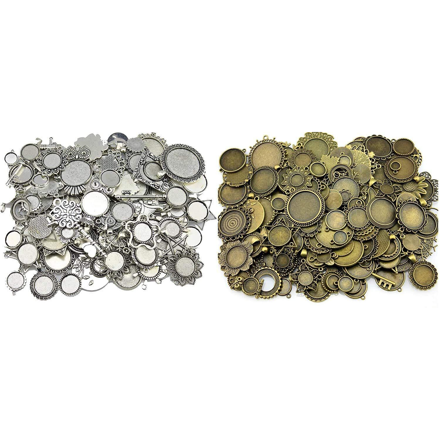 Diy Crafts Zinc Alloy Pendant Blank Cameo Cabochon Base Setting Jewelry Accessories Package As Title, Pack Of 25 Grm, Oval Bronze (Antique)