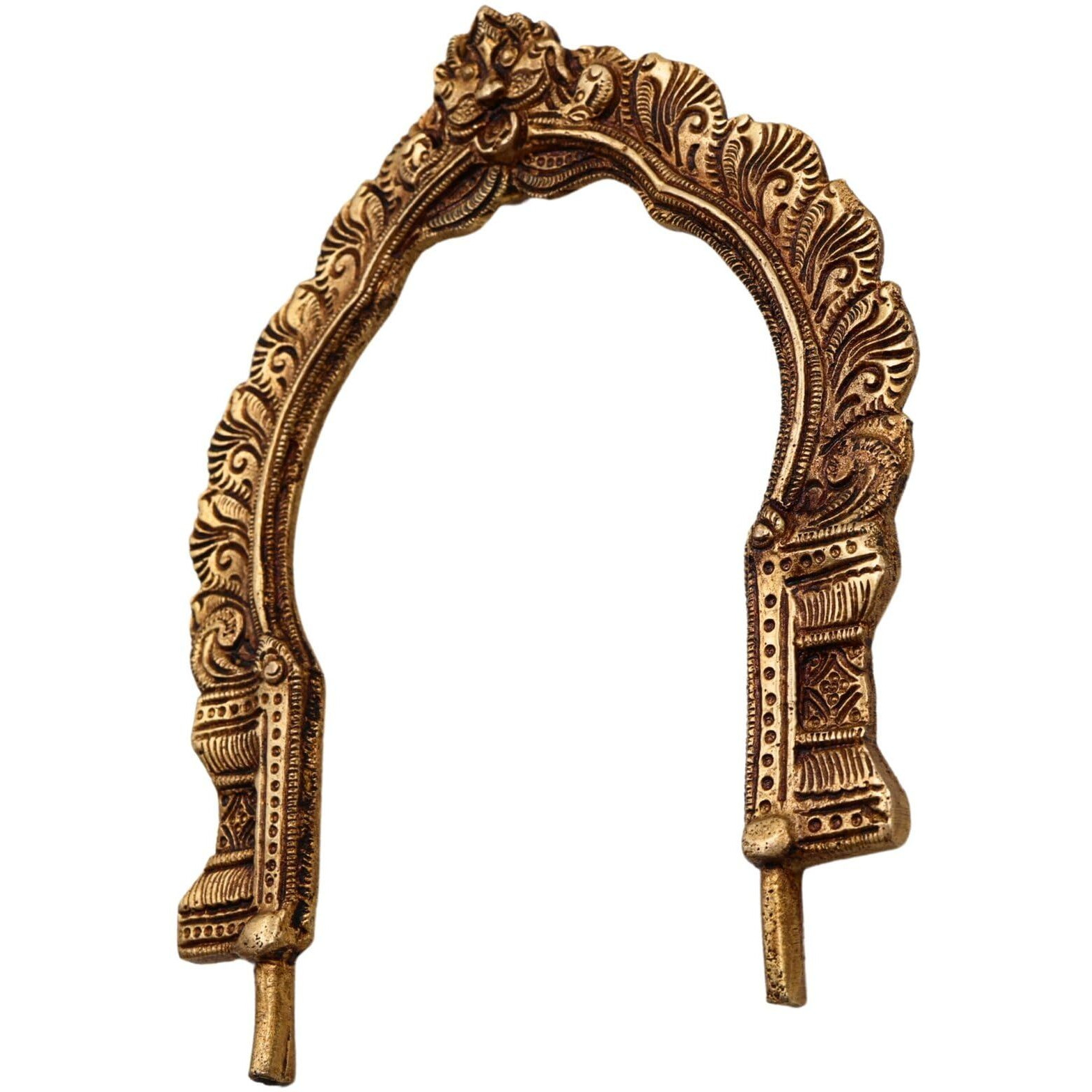 Bhunes Handmade Brass Prabhavali Frame For Home Temple, Pooja Room, Deity Idols - Antique Wall Hanging Arch For Spiritual & Indian Decor, Gold, 8 Inch, 1 Piece