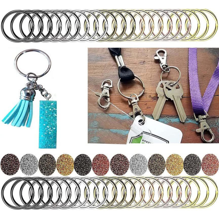 Diy Crafts 30 Only Kerings, Silvery Chrome, Only Key Rings, Swivel Clasps Set Metal Lanyard Snap Hook, Lobster Claw Clasps Keychain Rings Open Rings E (30 Only Kerings, Silvery Chrome)