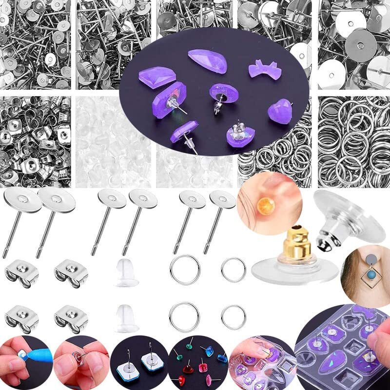 Diy Crafts 35 Sets, Small Post & Back Sets, Hypoallergenic Earring Posts And Backs, Earring Making Kit Earring Posts Studs, Earring Backs, Jump Rin (35 Sets, Small Post & Back Sets)