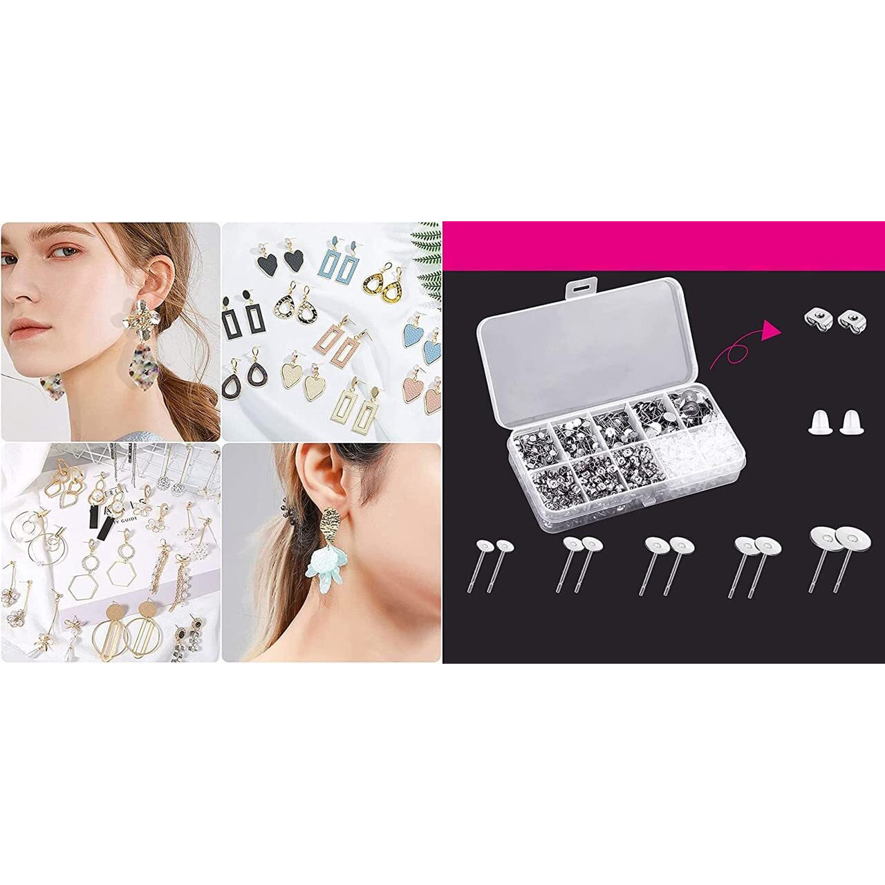 Diy Crafts 35 Sets, Small Post & Back Sets, Hypoallergenic Earring Posts And Backs, Earring Making Kit Earring Posts Studs, Earring Backs, Jump Rin (35 Sets, Small Post & Back Sets)