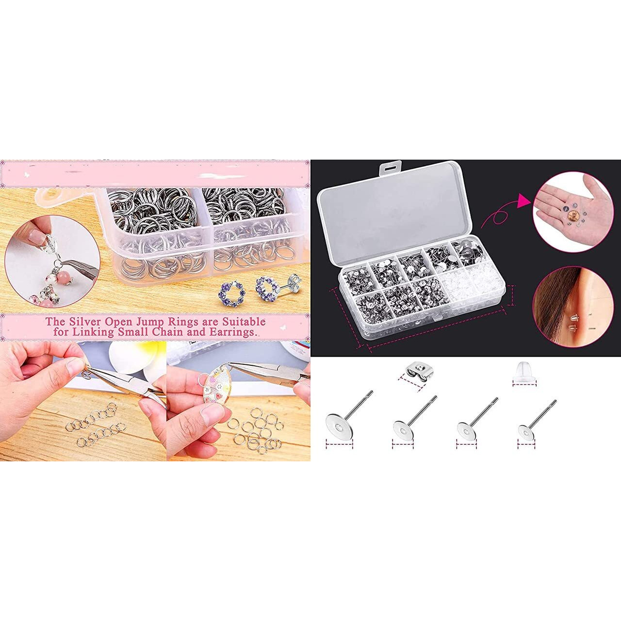 Diy Crafts 25 Sets, X Post & Back Sets, Hypoallergenic Earring Posts And Backs, Earring Making Kit Earring Posts Studs, Earring Backs, Jump Rings F (25 Sets, X Post & Back Sets)