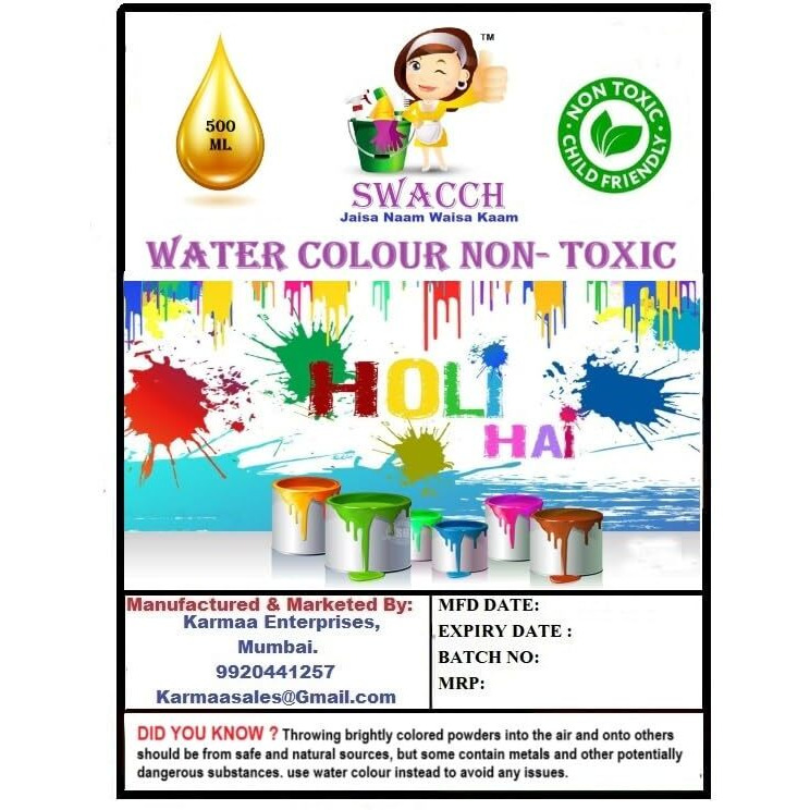 Swacch Water Colour Non-Toxic & Eco Friendly Colour (Green & Orange) (500Ml) (Pack Of 2)