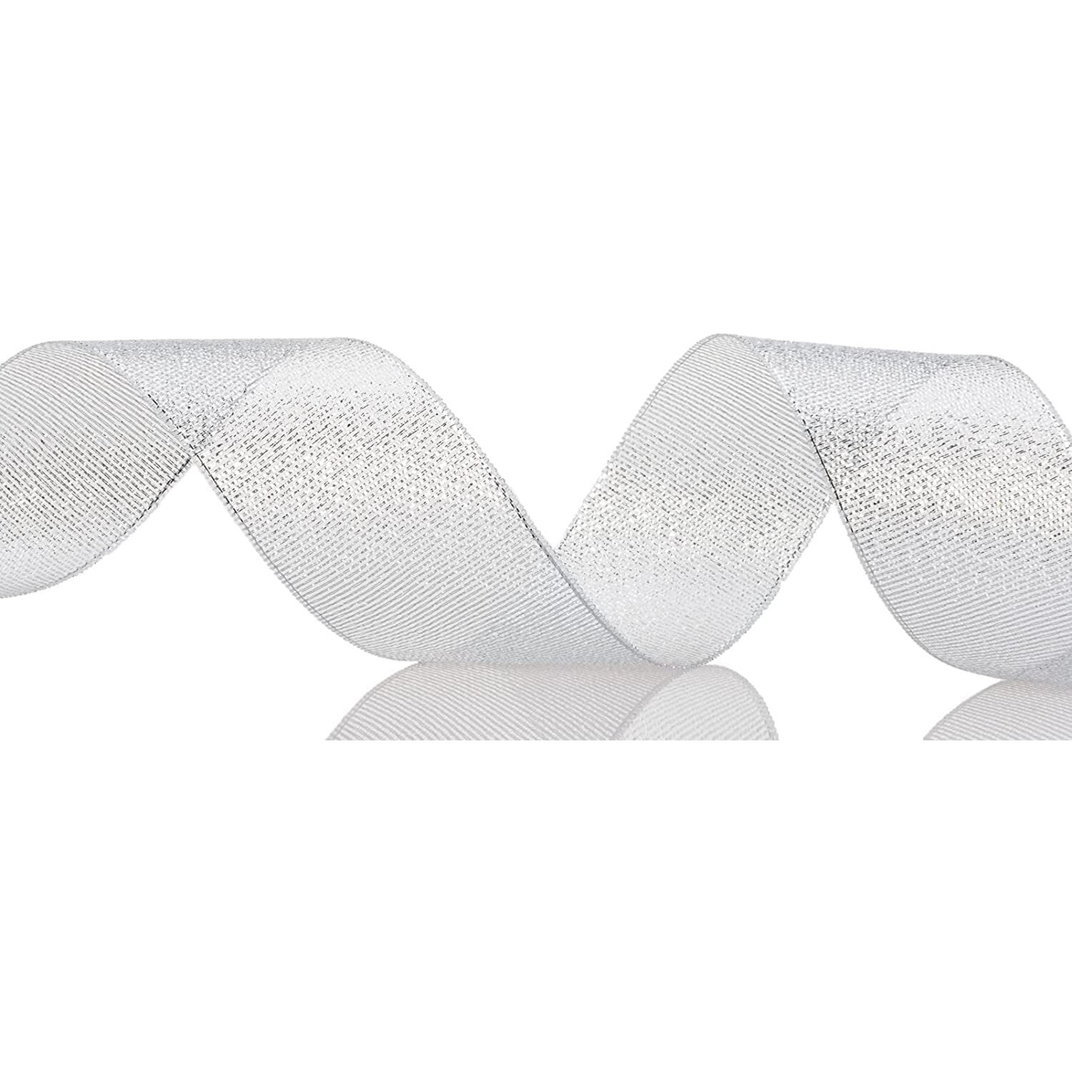 Aakriti Glitter Silver Ribbon Sparkly Fabric Gorgeous Ribbon For Gift Crafters Wedding Party Birthday Wrap Hair Bows Floral Projects (20Mm /  Inch, 25 Meter-Silver)