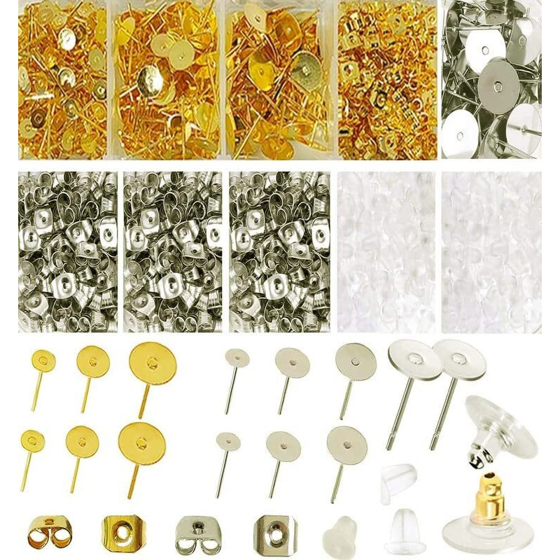 Diy Crafts 5X, X Large Post & Back Sets, Earring Posts And Backs, Earring Making Supplies With Earring Posts And Earring Backs For Studs, Earring Making Kit For D (5X, X Large Post & Back Sets)