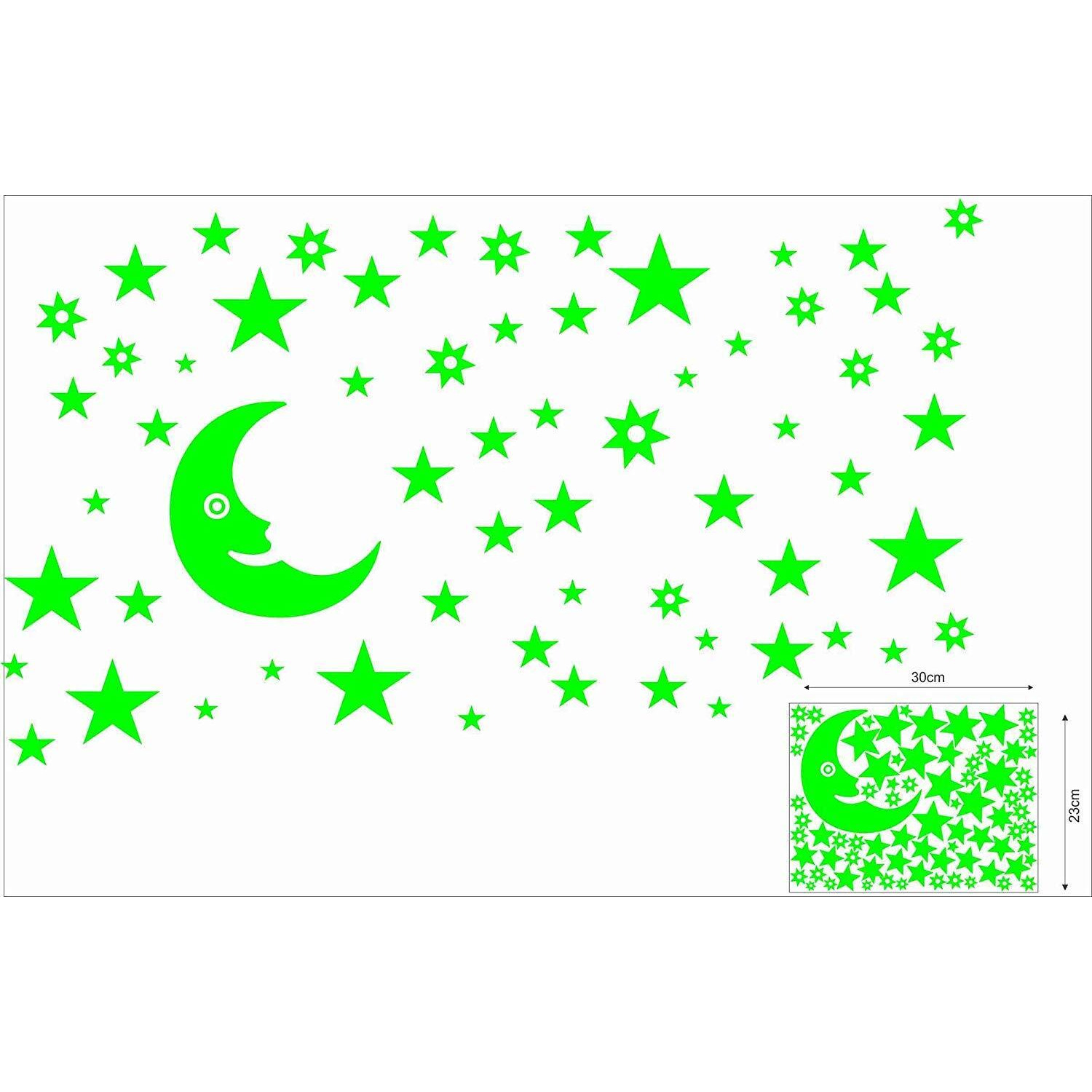 Dreamkraft Glow In The Dark Galaxy Of Stars With Moon Radium Sticker (Green)