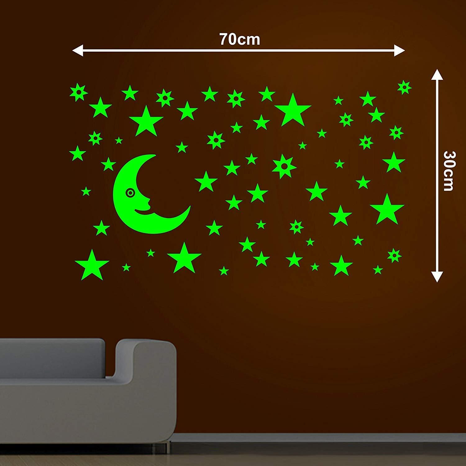 Dreamkraft Glow In The Dark Galaxy Of Stars With Moon Radium Sticker (Green)