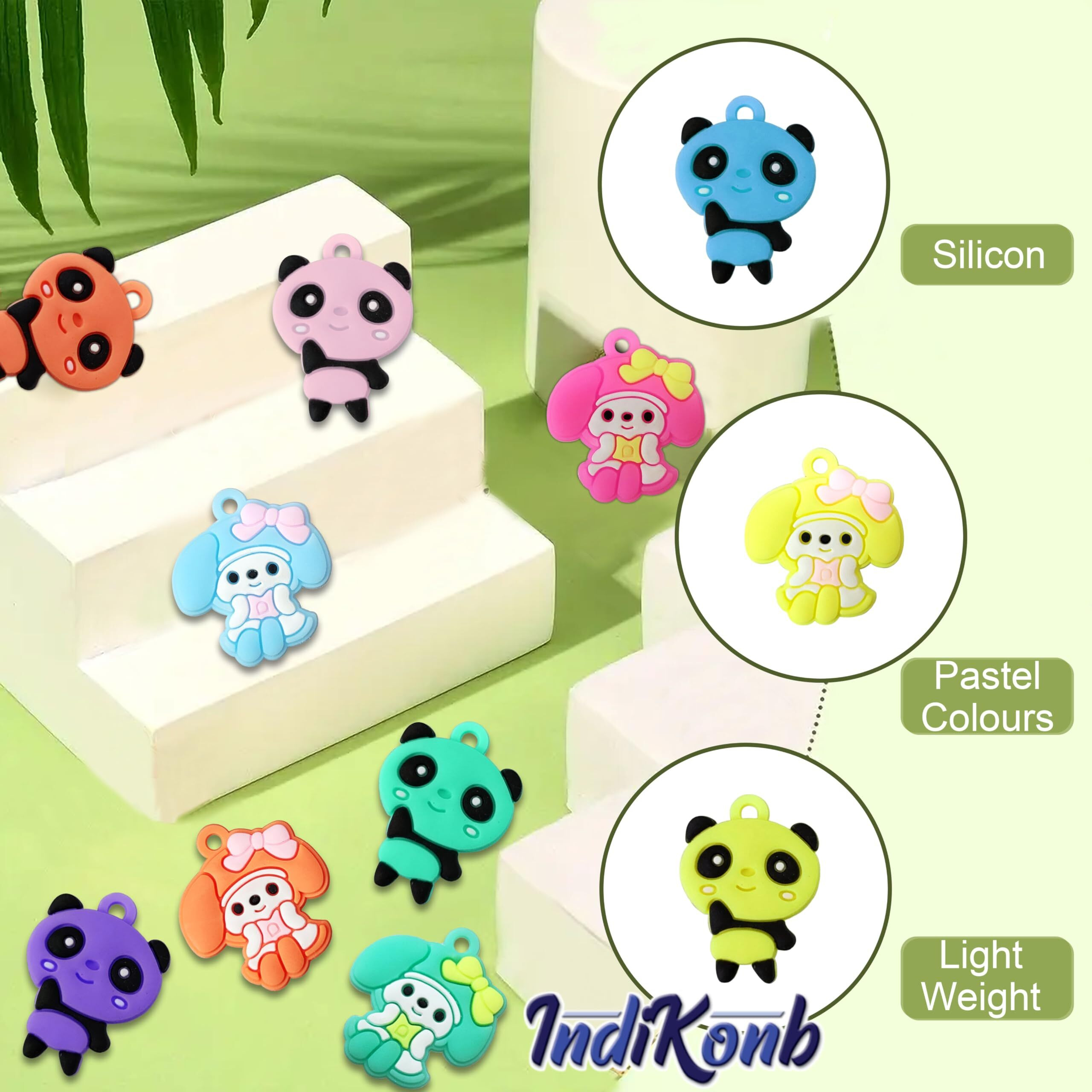 Indikonb Multicolour Silicone Charms Set For Jewellery Making  Large Charms For Bracelets, Necklaces, Kids Accessories & Resin Crafts  Pack Of 50 (Mix Charm)