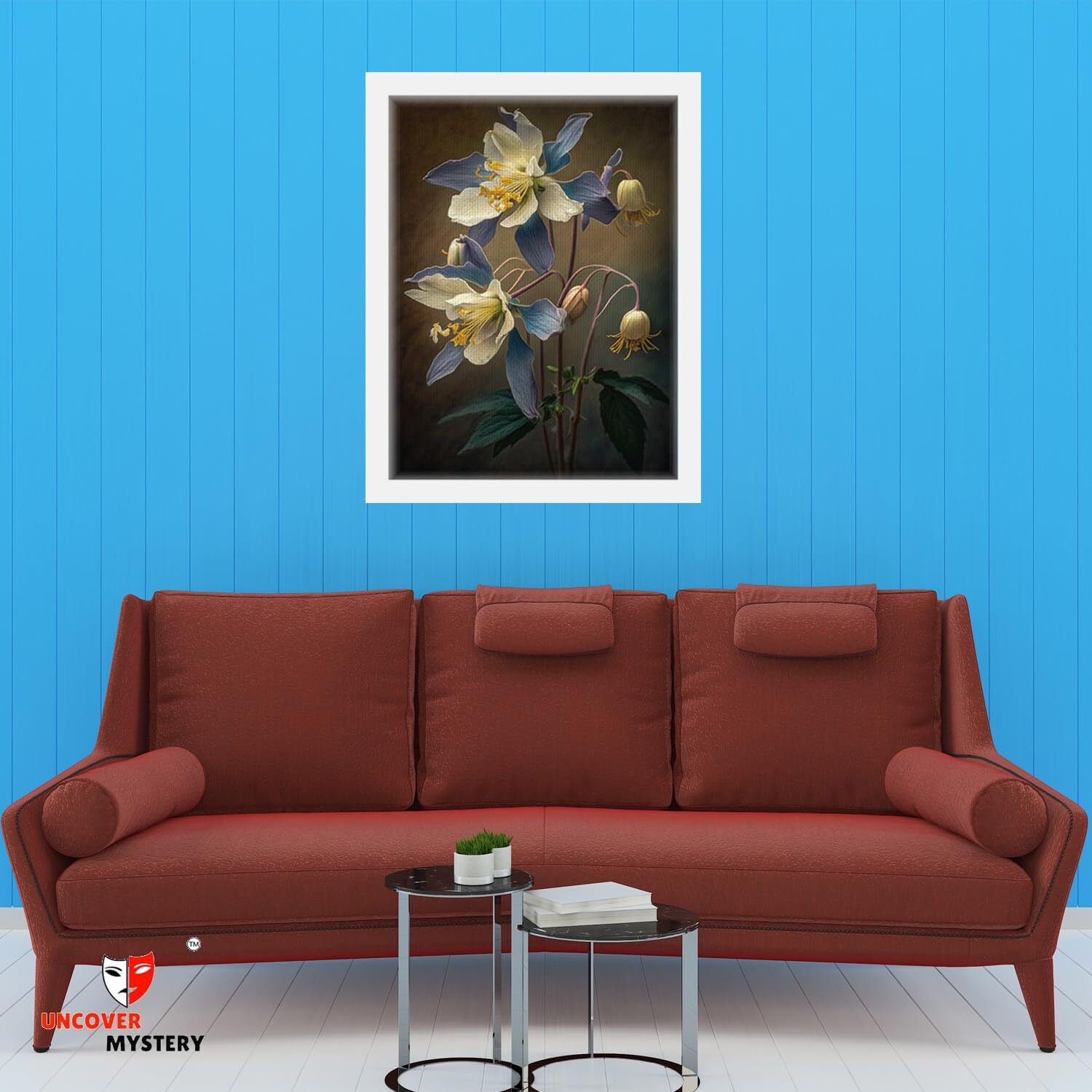 Uncover Mystery Flower Print On Polyster Canvas Framed, Wall Art For Home, Office, Living Room Wall Decoration, (Size - 9.75 X 13.25 In), Frame Color  -White-123