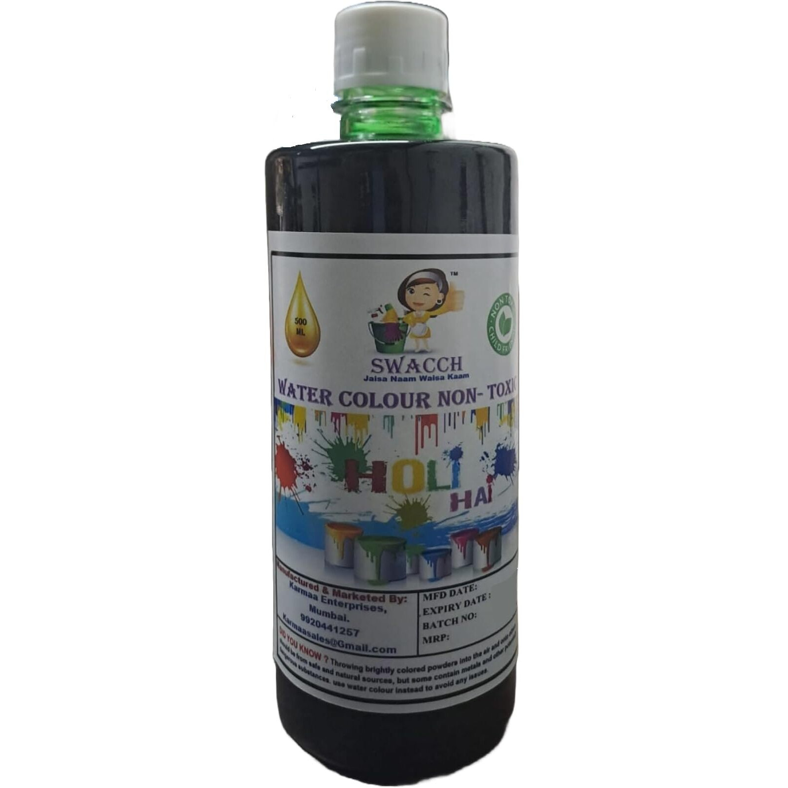 Swacch Water Colour Non-Toxic & Eco Friendly Colour (Green) (500Ml)