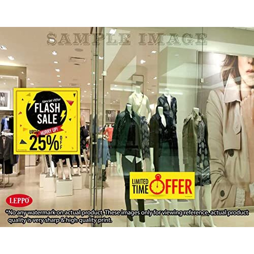 Leppo Flash Sale Upto 25% I 50% I 70% Off I Limited Time Self Adhesive Laminated Poster & Sticker Use For Retail Stores, Shops, Malls - Combo Pack Yellow (25% Off, 1 Pc Qty)