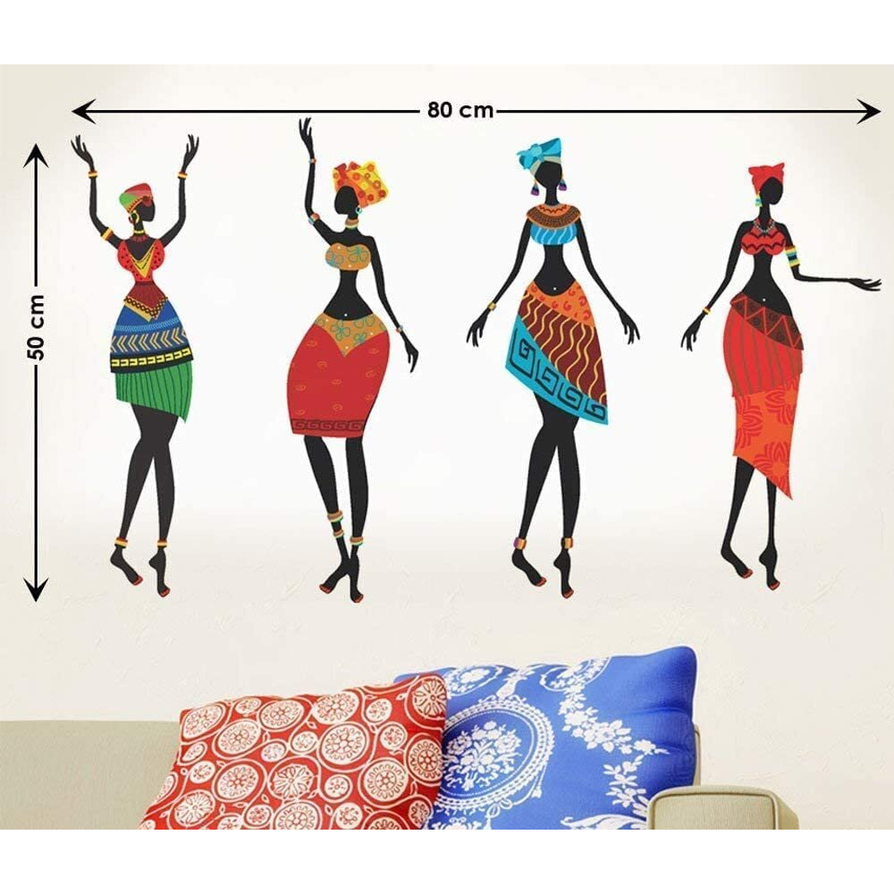 Decals Design ' African Women' Wall Sticker (Pvc Vinyl, 50 Cm X 70 Cm, Black)