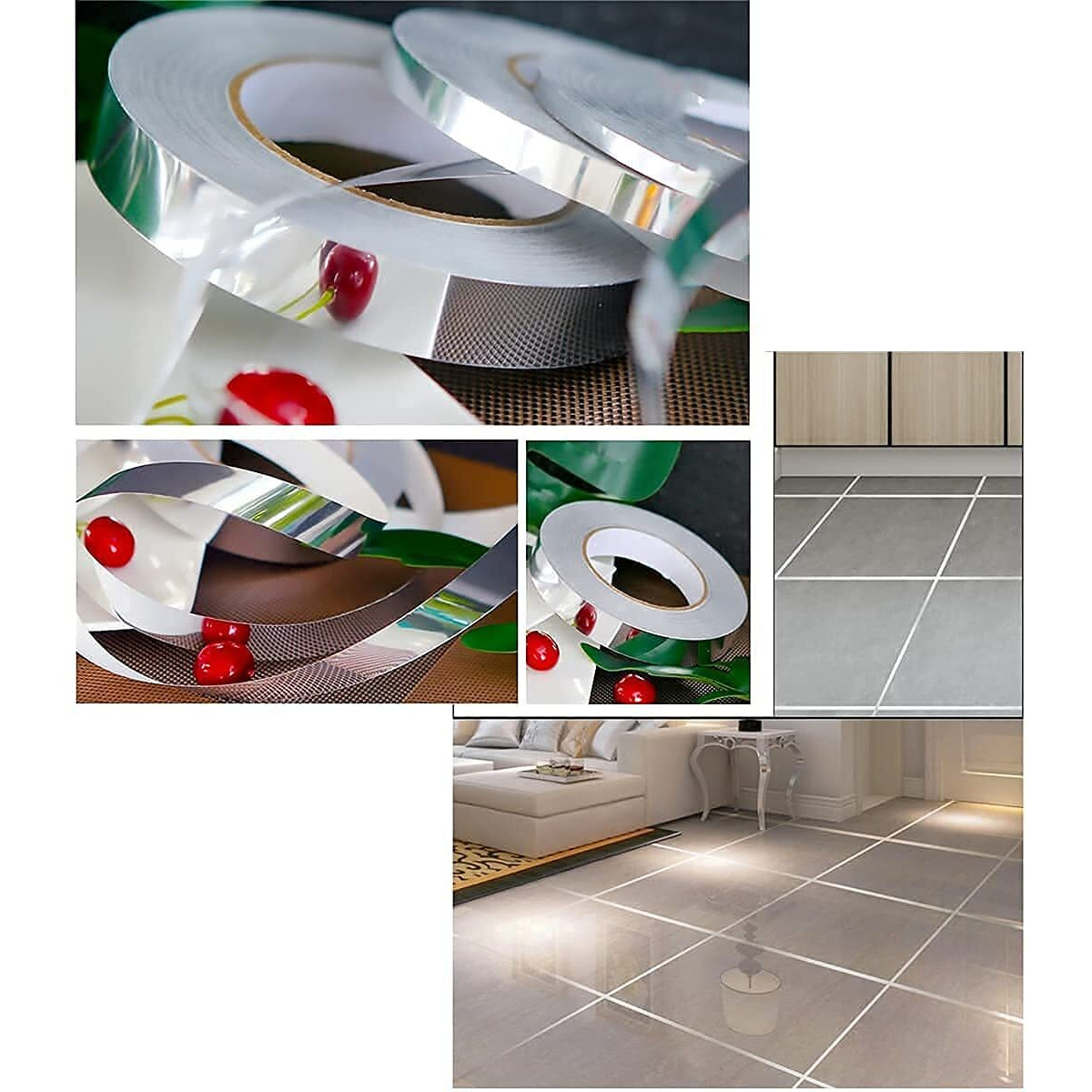Prostuff.In Waterproof Self-Adhesive Decoration Gap Sealing Tape Strip Decoration Tape For Floor, Tiles And Wall, Cabinet, Kitchen Silver Color 1 Pcs (1Cm X 50M)