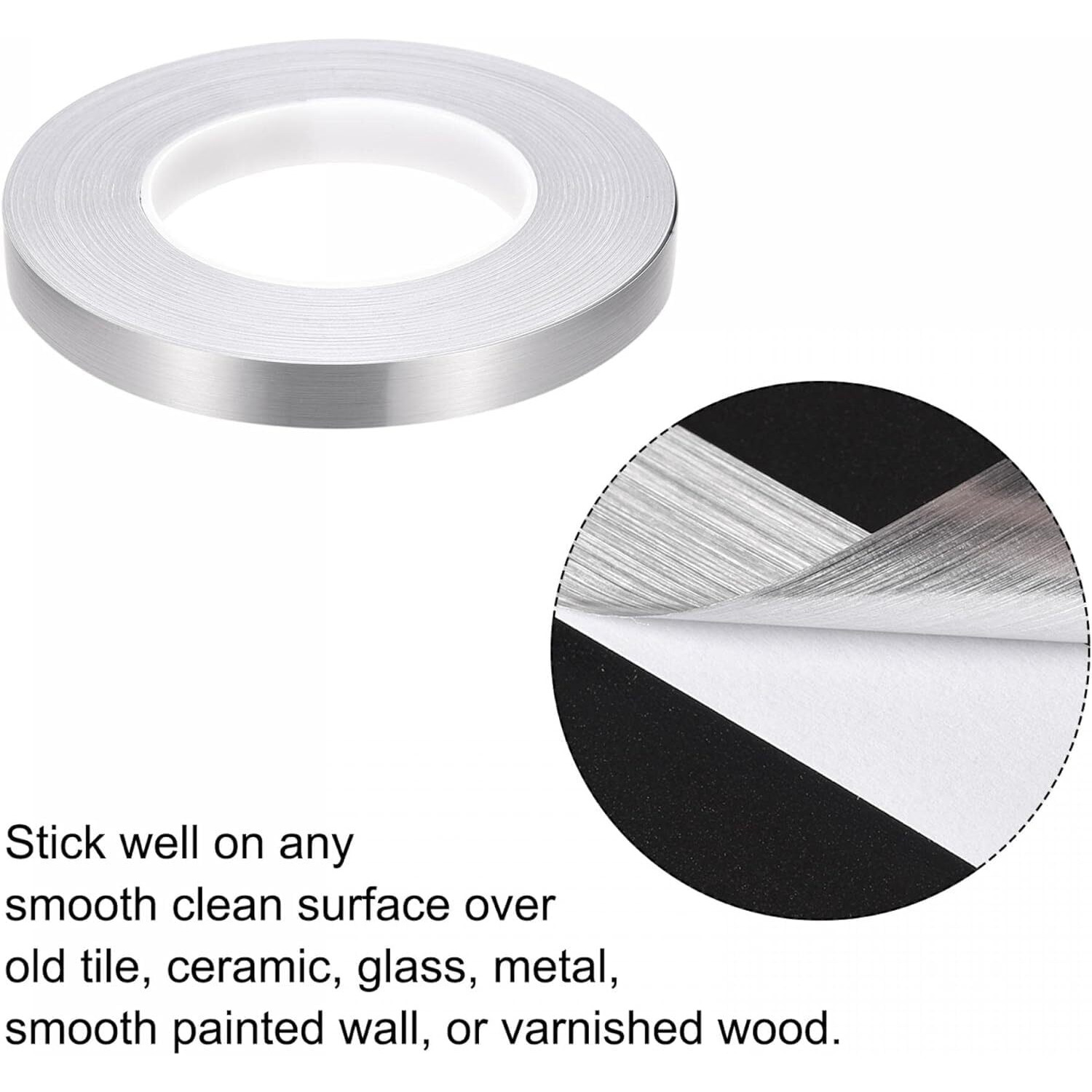 Prostuff.In Waterproof Self-Adhesive Decoration Gap Sealing Tape Strip Decoration Tape For Floor, Tiles And Wall, Cabinet, Kitchen Silver Color 1 Pcs (1Cm X 50M)
