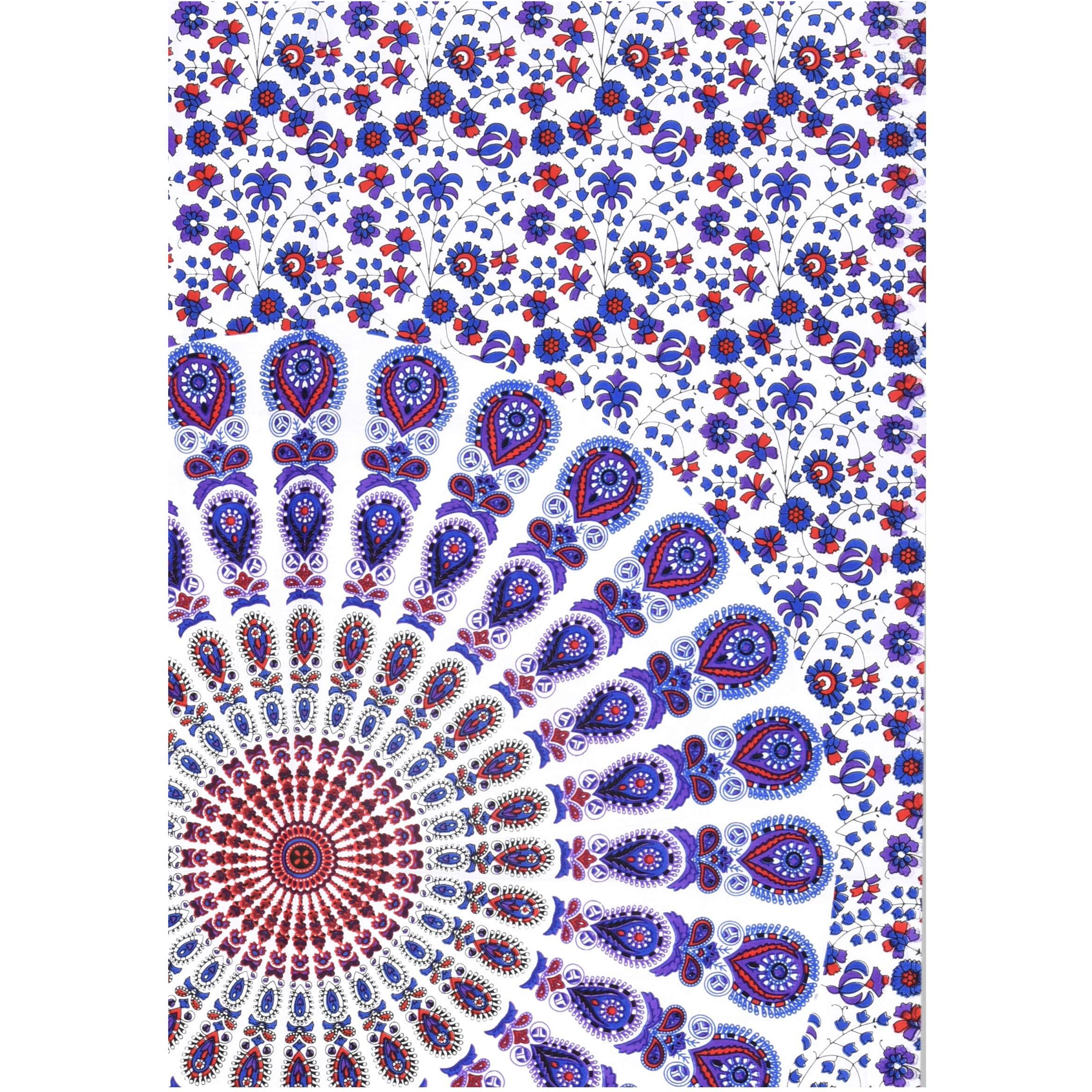 Ravaiyaa - Attitude Is Everything Peacock Mandala Printed Poster Home Wall Sofa Decor Cotton Small Tapestry Wall Hanging Yoga Mat (Purple)