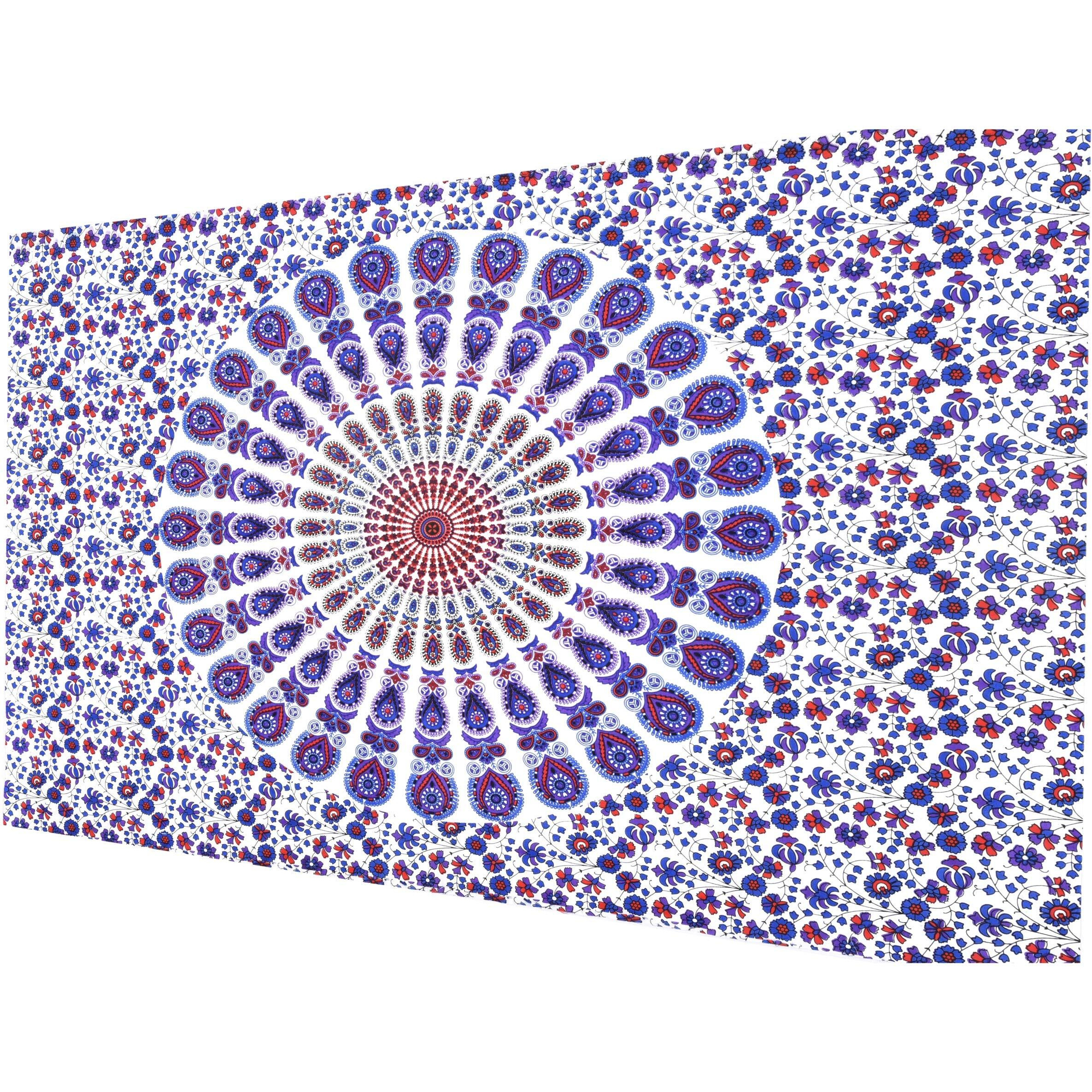 Ravaiyaa - Attitude Is Everything Peacock Mandala Printed Poster Home Wall Sofa Decor Cotton Small Tapestry Wall Hanging Yoga Mat (Purple)