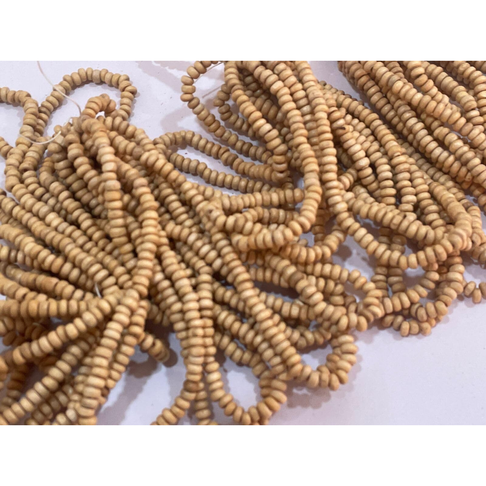 Omx, 3Mm Round Wooden Beads Bunch. 40 Mala (Approx 3600 Bead, 90 Beads In 1 Mala/Line), For Jewellery Making, Beading & Art Craft Work - Natural Brown