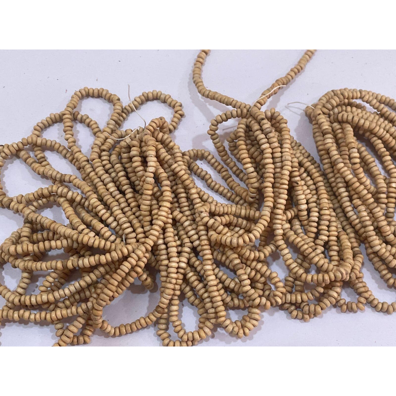 Omx, 3Mm Round Wooden Beads Bunch. 40 Mala (Approx 3600 Bead, 90 Beads In 1 Mala/Line), For Jewellery Making, Beading & Art Craft Work - Natural Brown