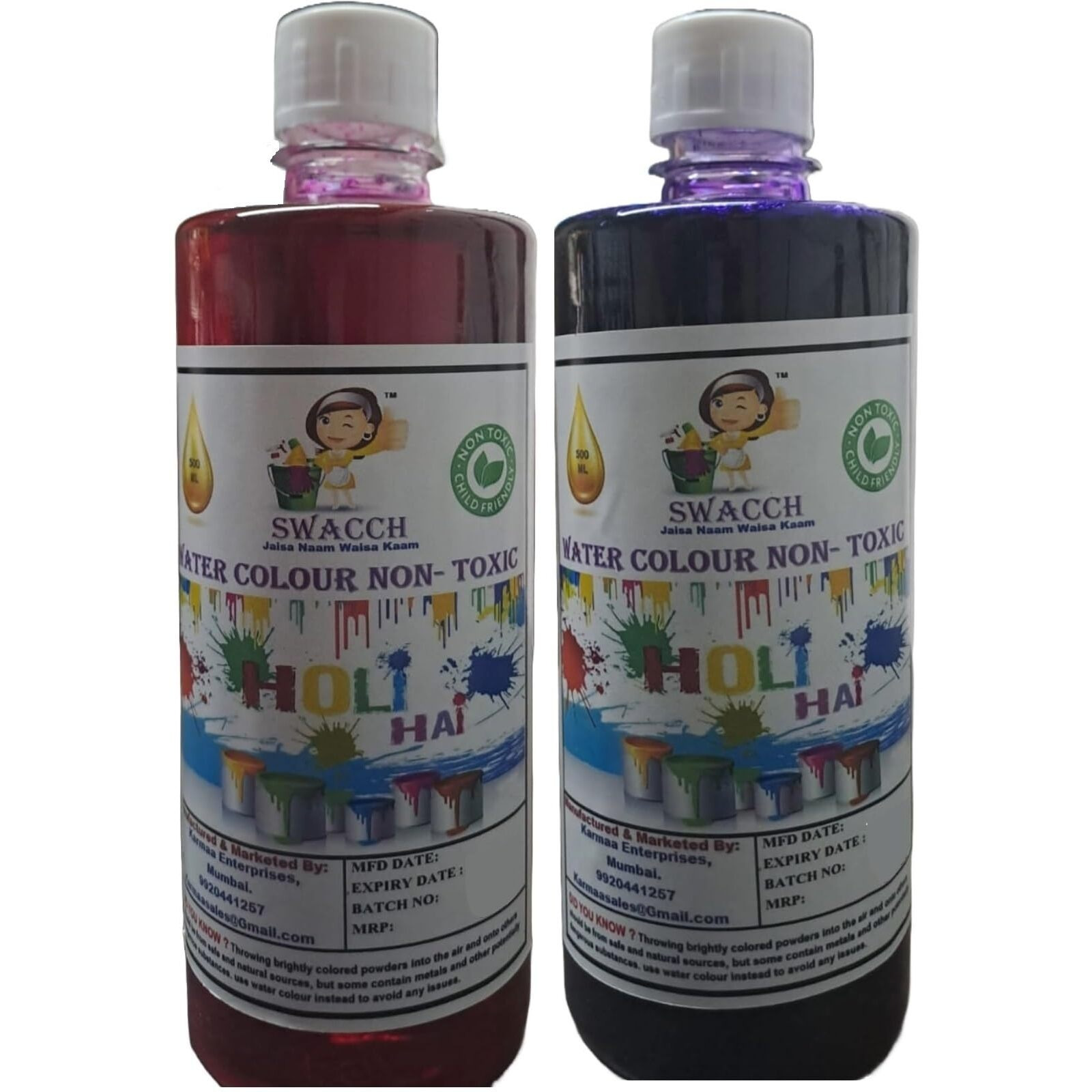 Swacch Water Colour Non-Toxic & Eco Friendly Colour (Pink & Blue) (500Ml) (Pack Of 2)