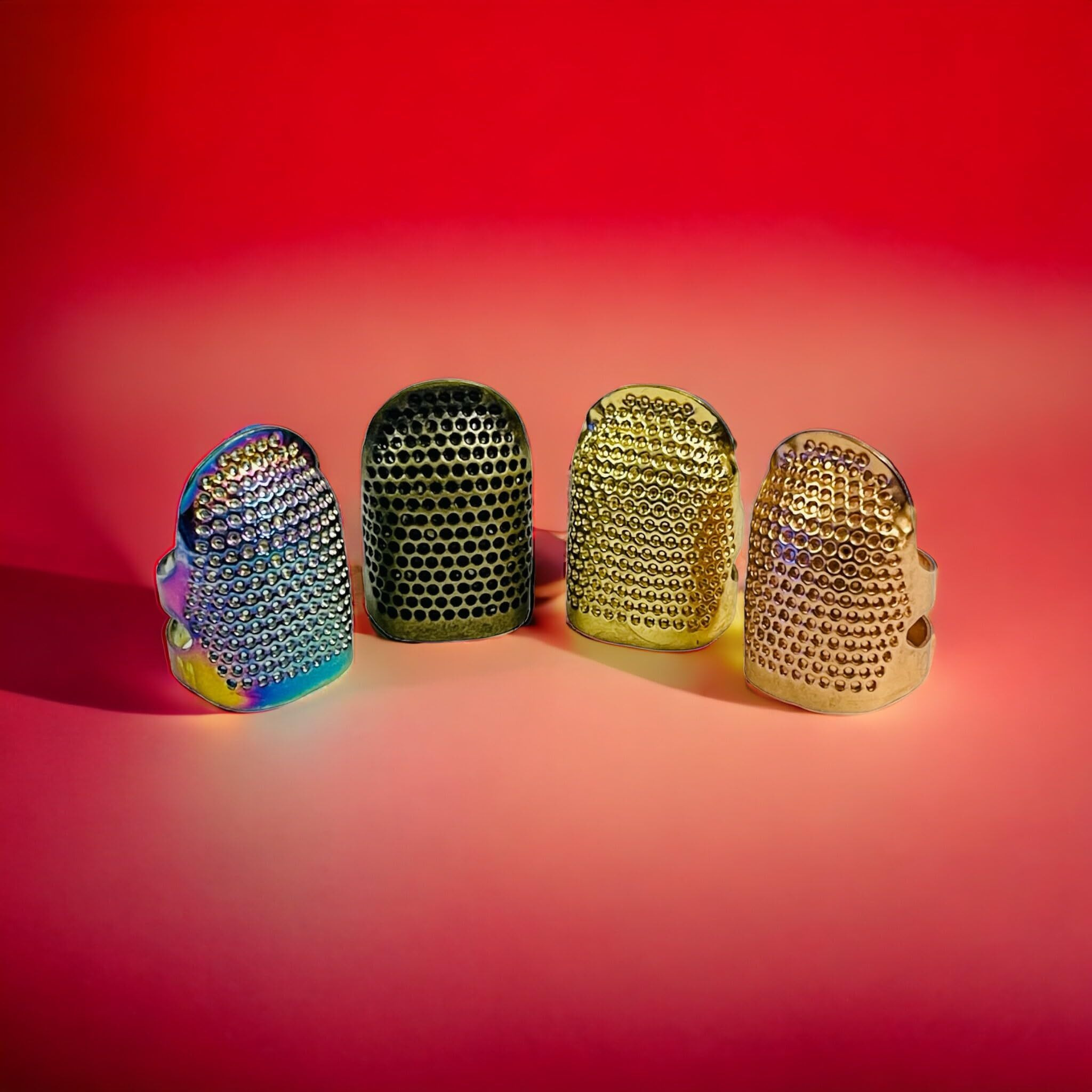 Sahaya Pack Of 8 Adjustable Finger Protector Thimble (4 Different Types) For Sewing Embroidery Needlework