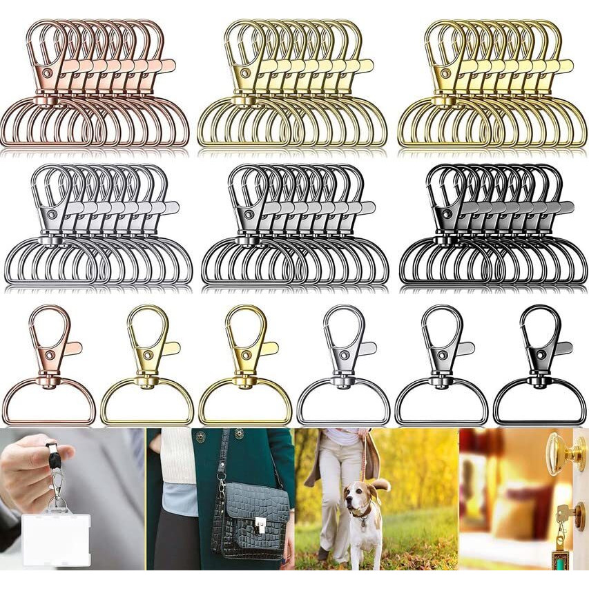 Diy Crafts 5X Swivel Snap D Hooks, Antique Gold, Swivel Snap Hooks And D Rings, Metal Swivel Lanyard Snap Hook, Slide Buckle(5X Swivel Snap D Hooks, Antique Gold)