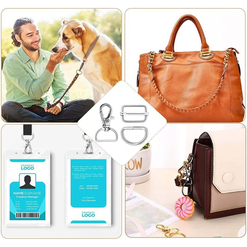 Diy Crafts 5X Swivel Snap D Hooks, Antique Gold, Swivel Snap Hooks And D Rings, Metal Swivel Lanyard Snap Hook, Slide Buckle(5X Swivel Snap D Hooks, Antique Gold)