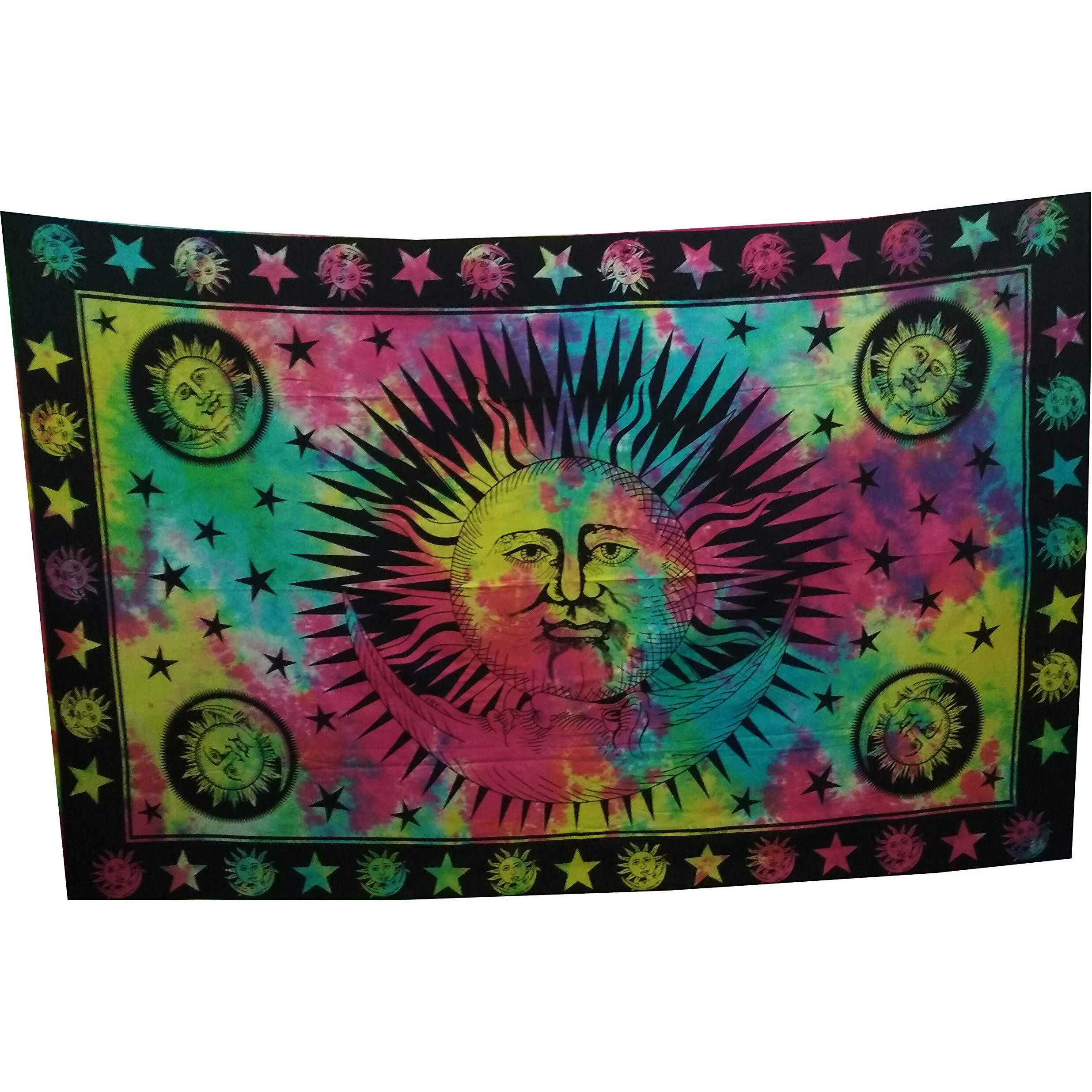 Purpledip Cotton Bed Cover Wall Poster Beach Throw 'smiling Sun' Bohemian Hanging Tapestry (20059)