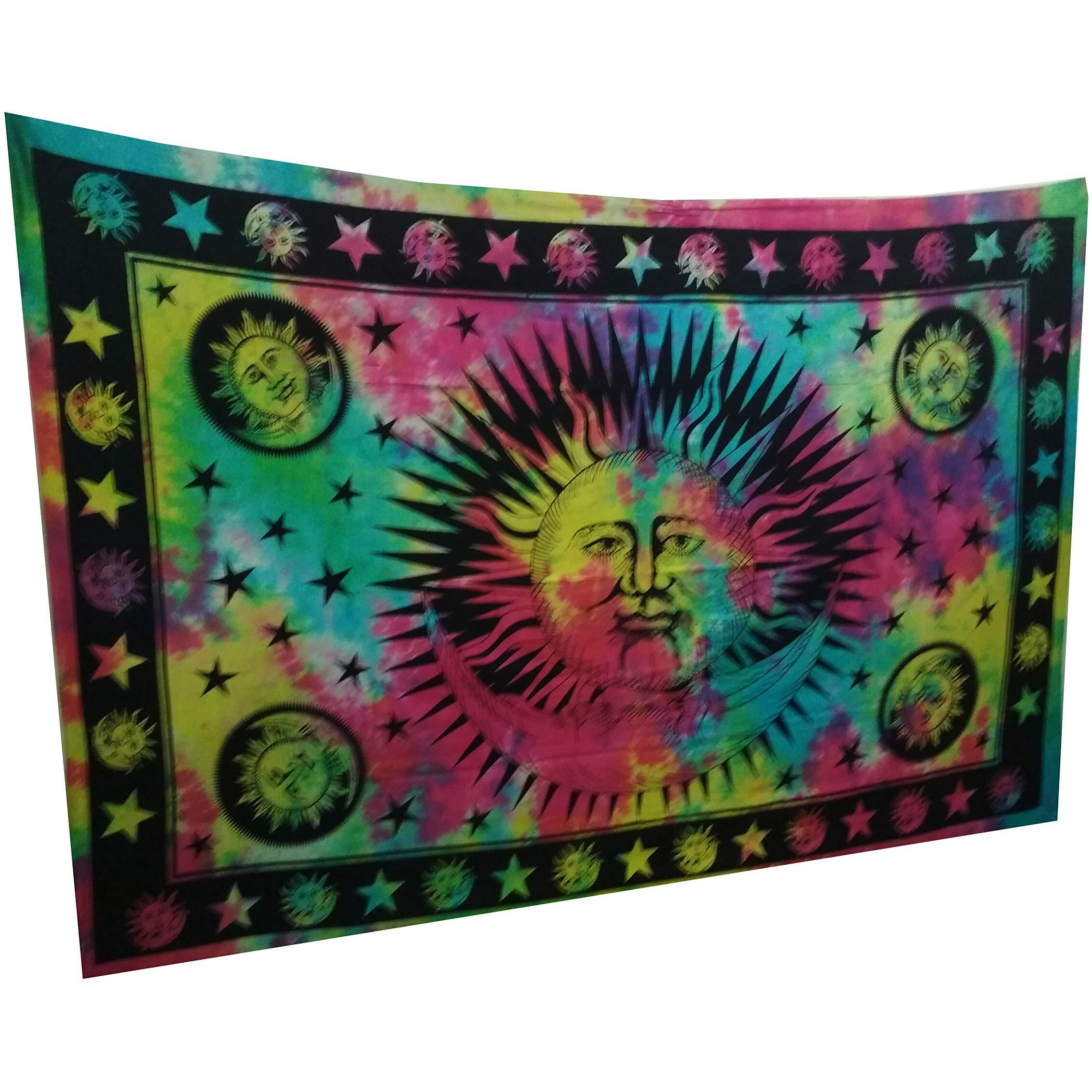 Purpledip Cotton Bed Cover Wall Poster Beach Throw 'smiling Sun' Bohemian Hanging Tapestry (20059)