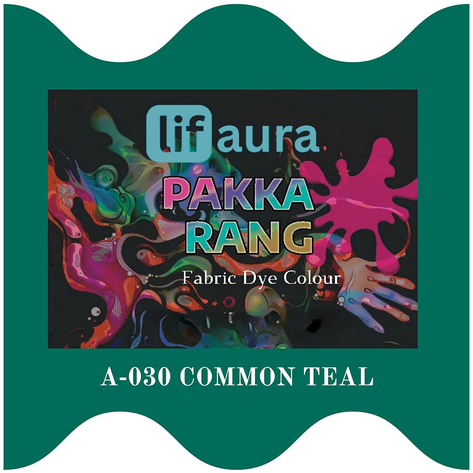 Prokart Lifaura Pakka Rang Kit Fabric Dye Includes Pack Of 5 Sachets (5G Each 25G Pack) 30G Dyfixer, 2Pair Gloves And 5 Rubber Band Shadea-30 Common Teal