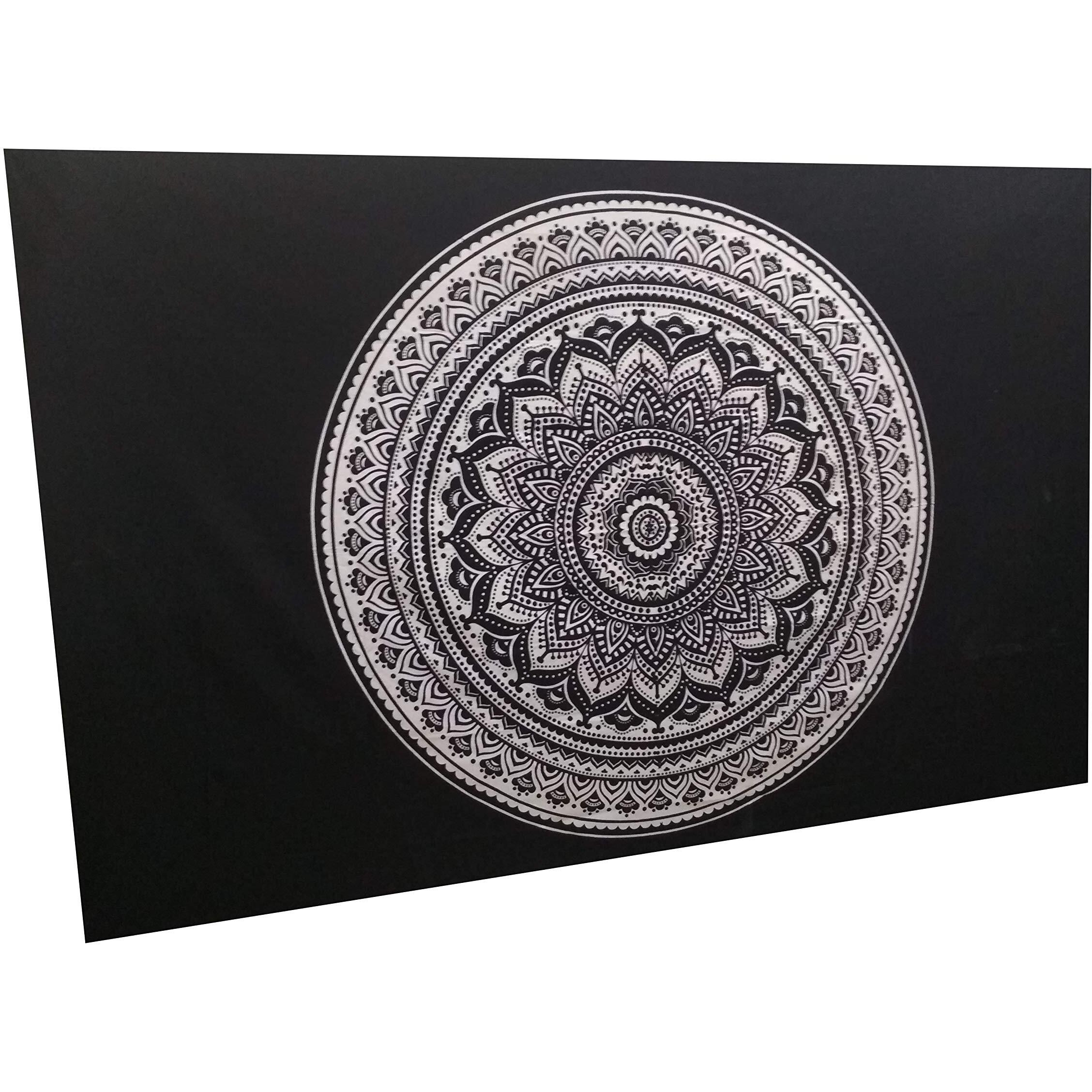 Purpledip Cotton Bed Cover Wall Poster Beach Throw 'Elephant Mandala' Bohemian Hanging Tapestry (20055)