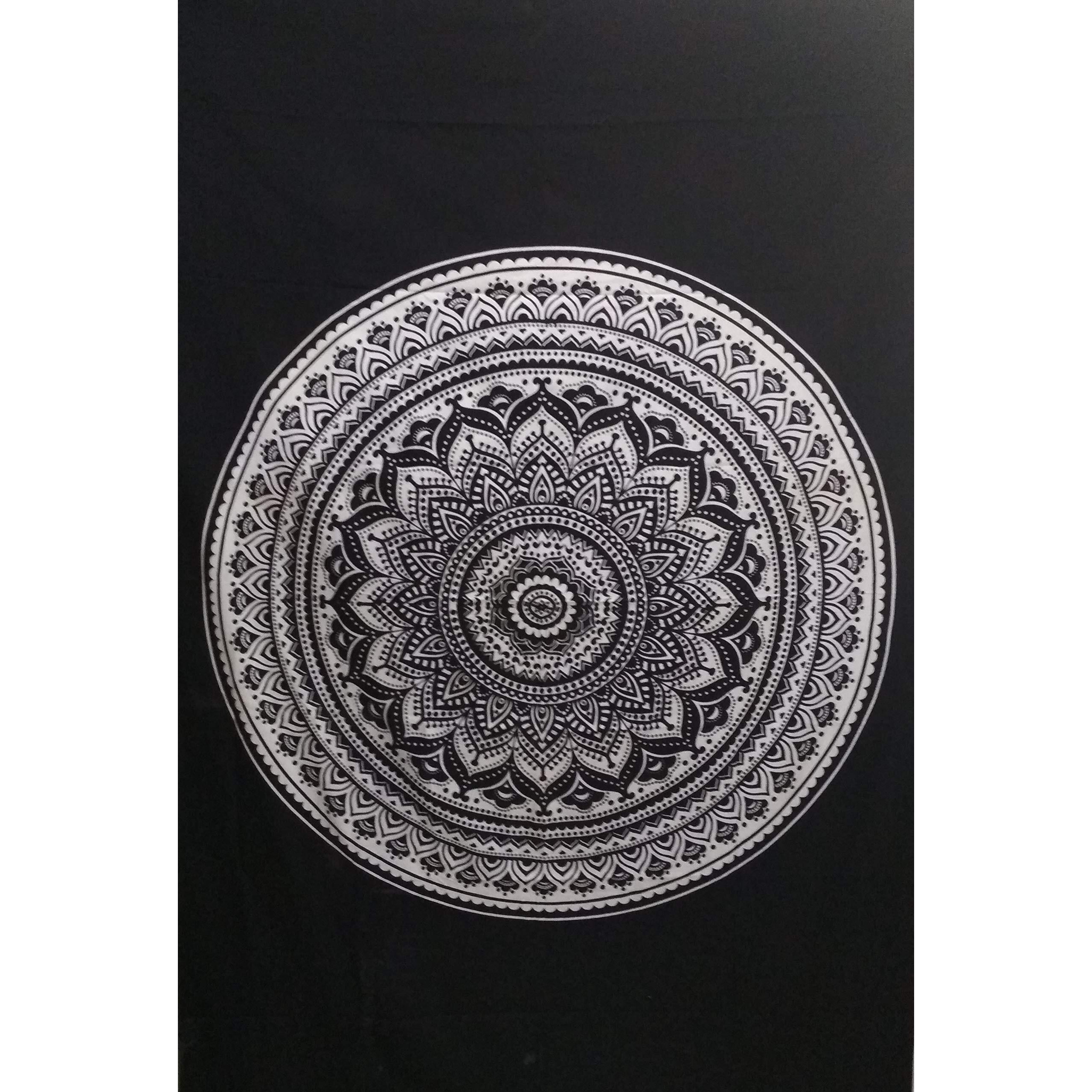 Purpledip Cotton Bed Cover Wall Poster Beach Throw 'Elephant Mandala' Bohemian Hanging Tapestry (20055)