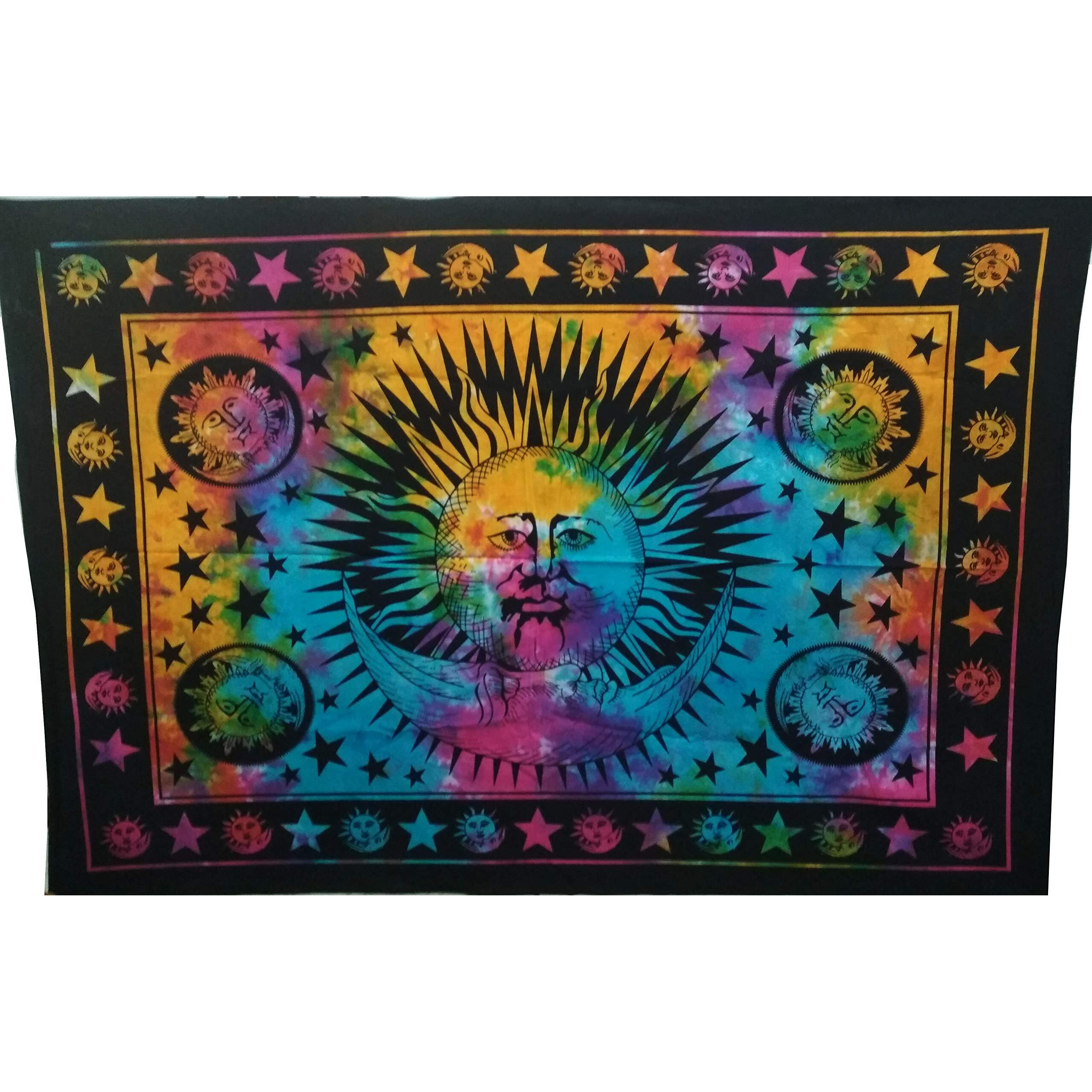 Purpledip Cotton Wall Poster Beach Throw 'The Sun' Bohemian Wall Hanging Tapestry (20053)