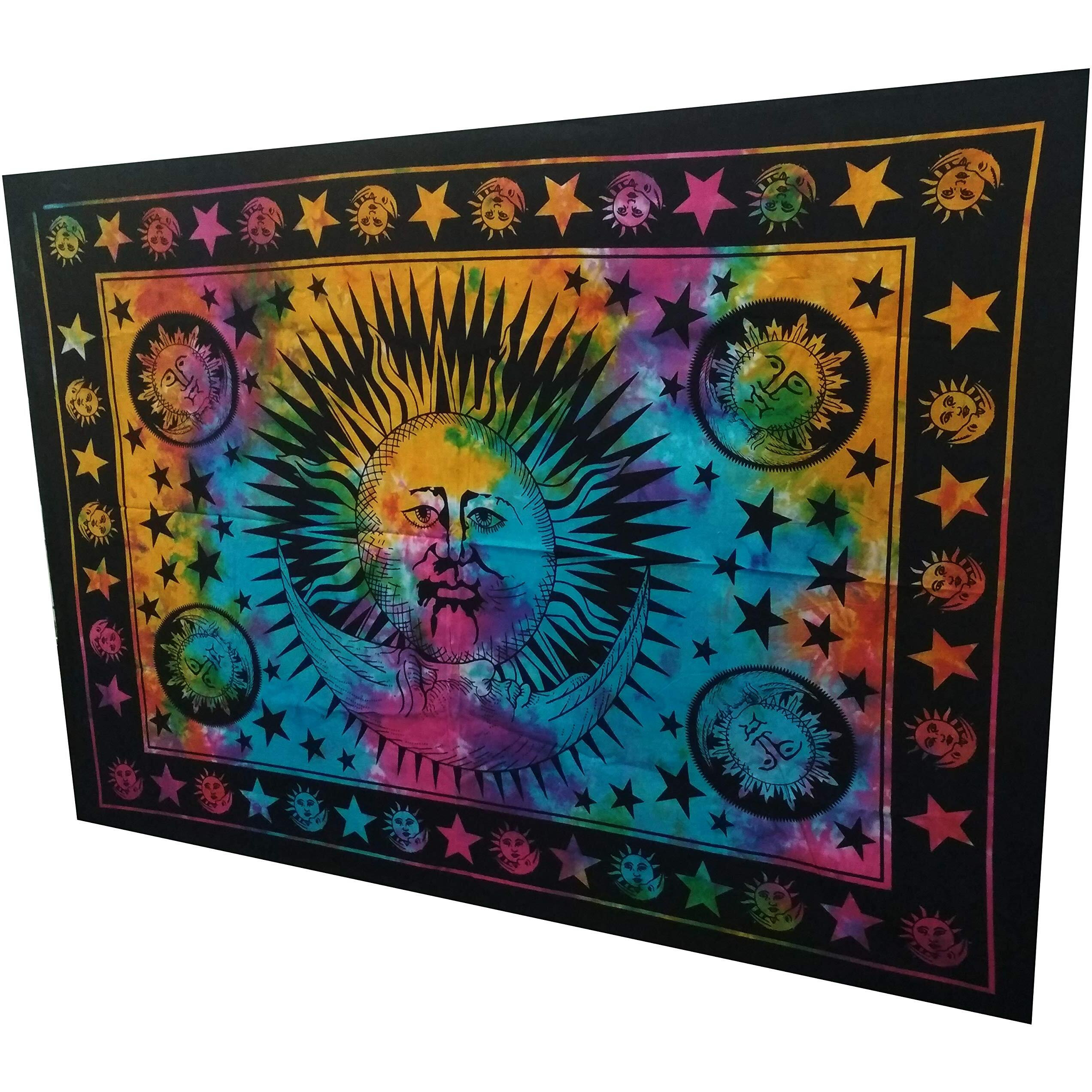 Purpledip Cotton Wall Poster Beach Throw 'The Sun' Bohemian Wall Hanging Tapestry (20053)